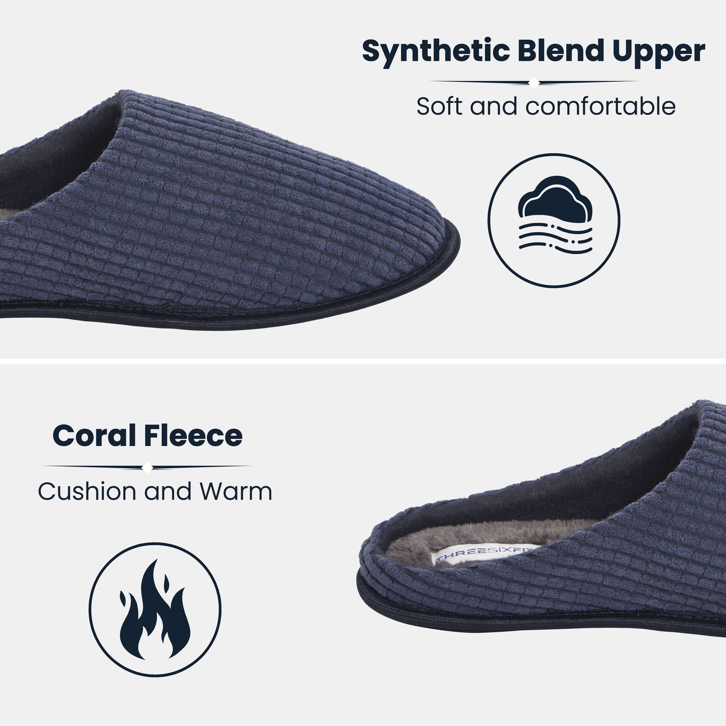 Men's Corduroy Slip On Indoor House Shoes Non Slip Sole Memory Foam Warm Thermal Lined Easy Care Slipper Pair by Sock Stack