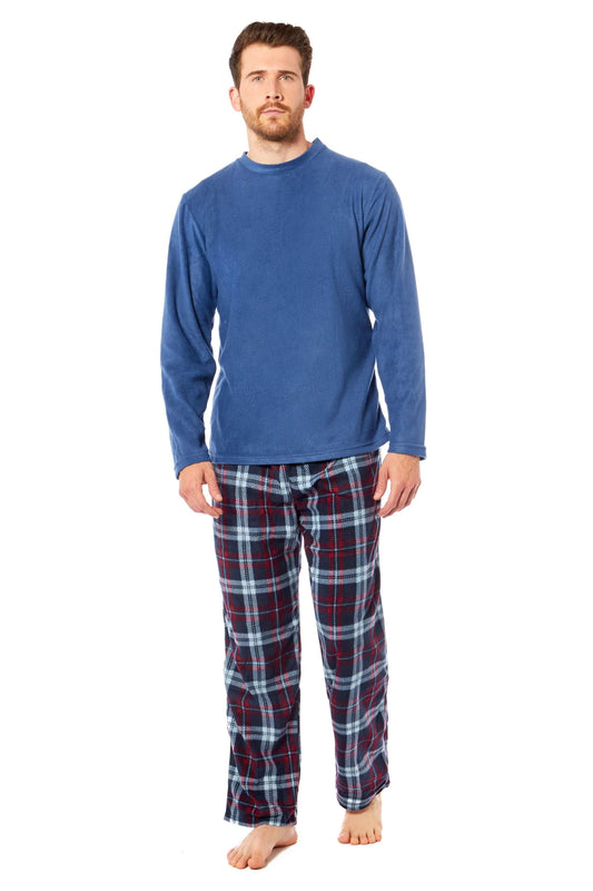 Men's Thermal Fleece Pyjama Set with Stylish Check Pants Soft Warm Loungewear PJs for Winter Perfect for Sleeping and Lounging in Various Sizes by Toro Rocco