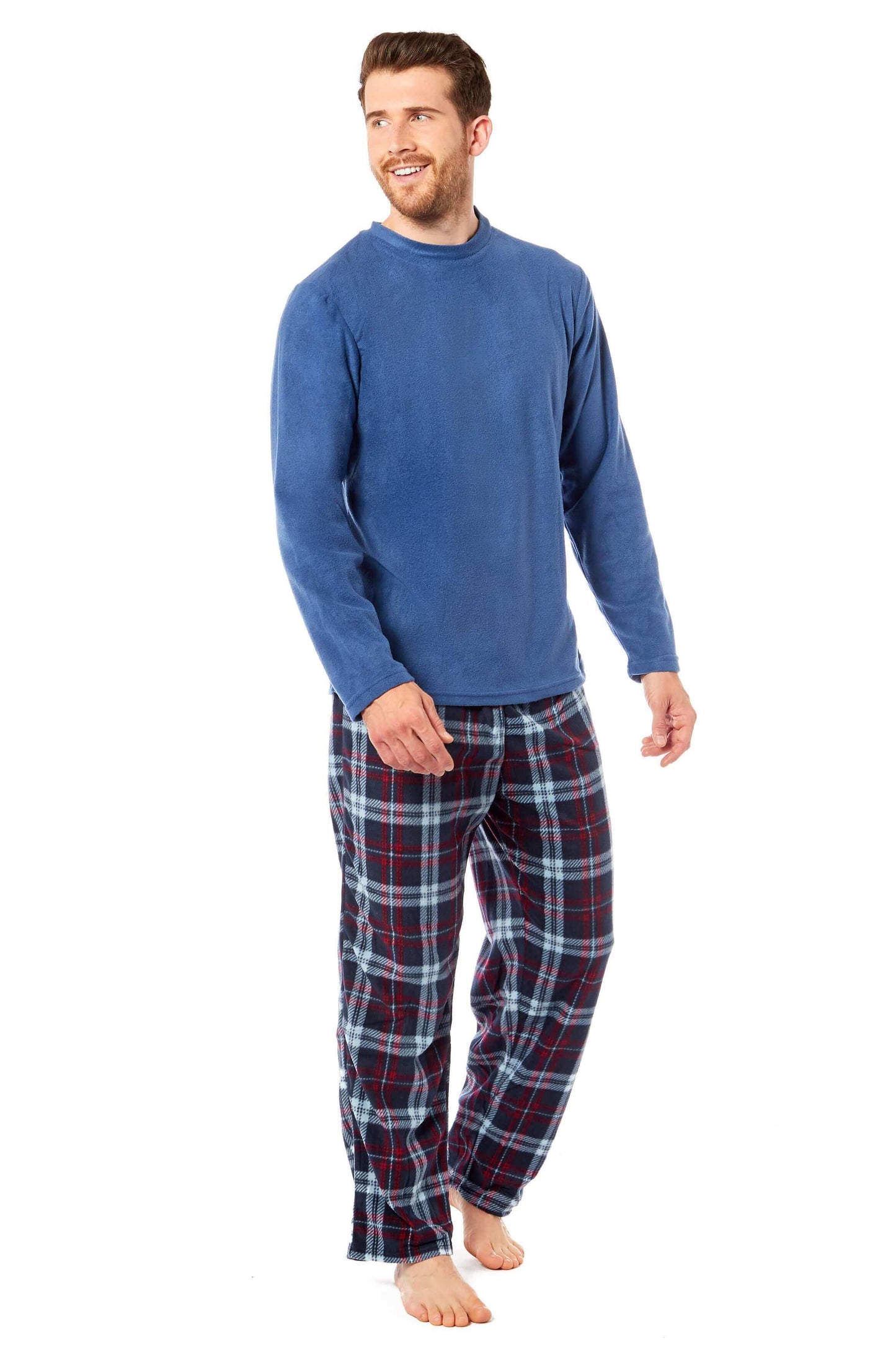 Men's Thermal Fleece Pyjama Set with Stylish Check Pants Soft Warm Loungewear PJs for Winter Perfect for Sleeping and Lounging in Various Sizes by Toro Rocco