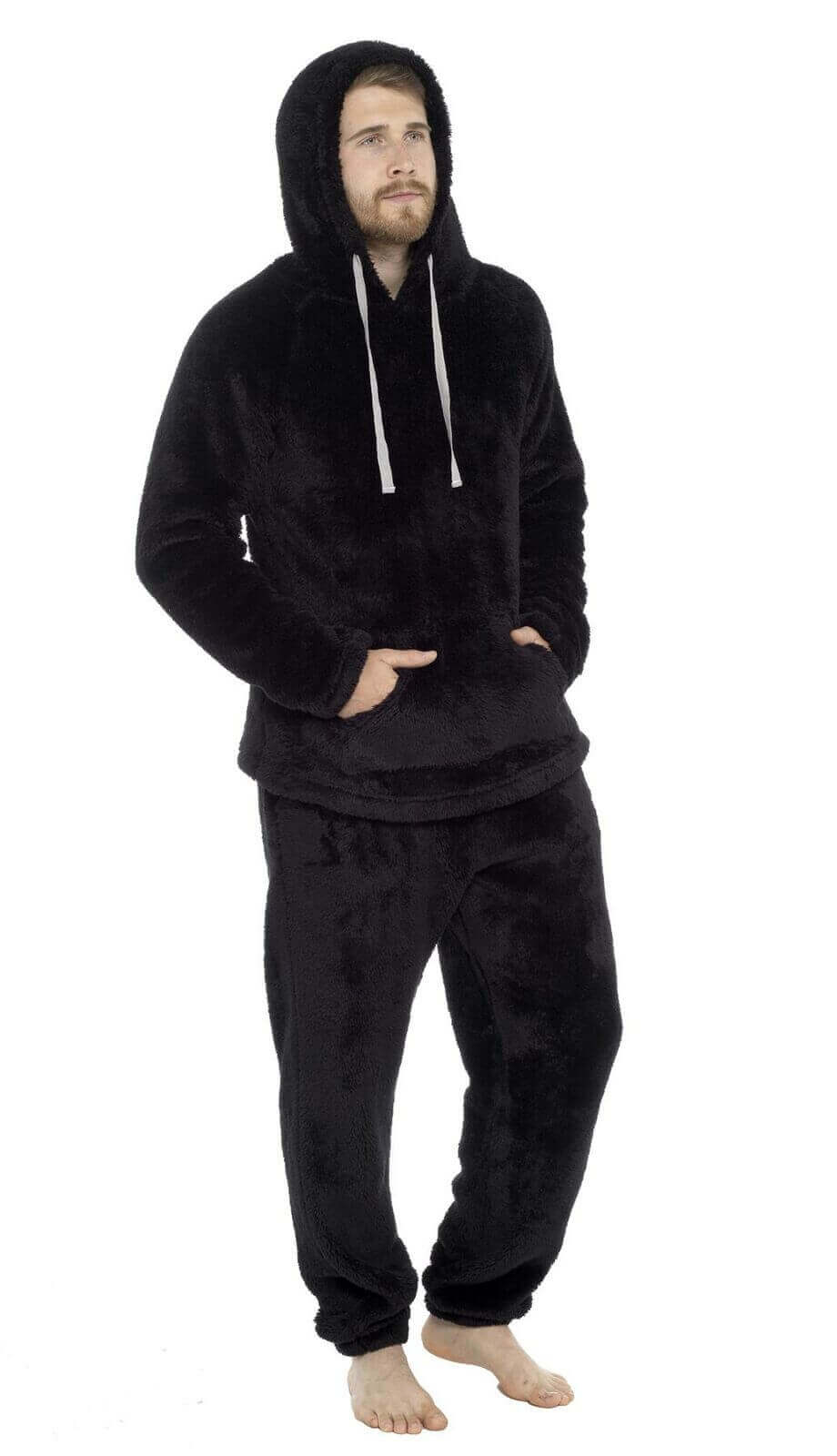 Men's Ultra-Soft Fleece Hooded Thermal Pyjama Set with Elastic Waist Cozy Loungewear Perfect for Winter and Indoor Relaxation by Toro Rocco