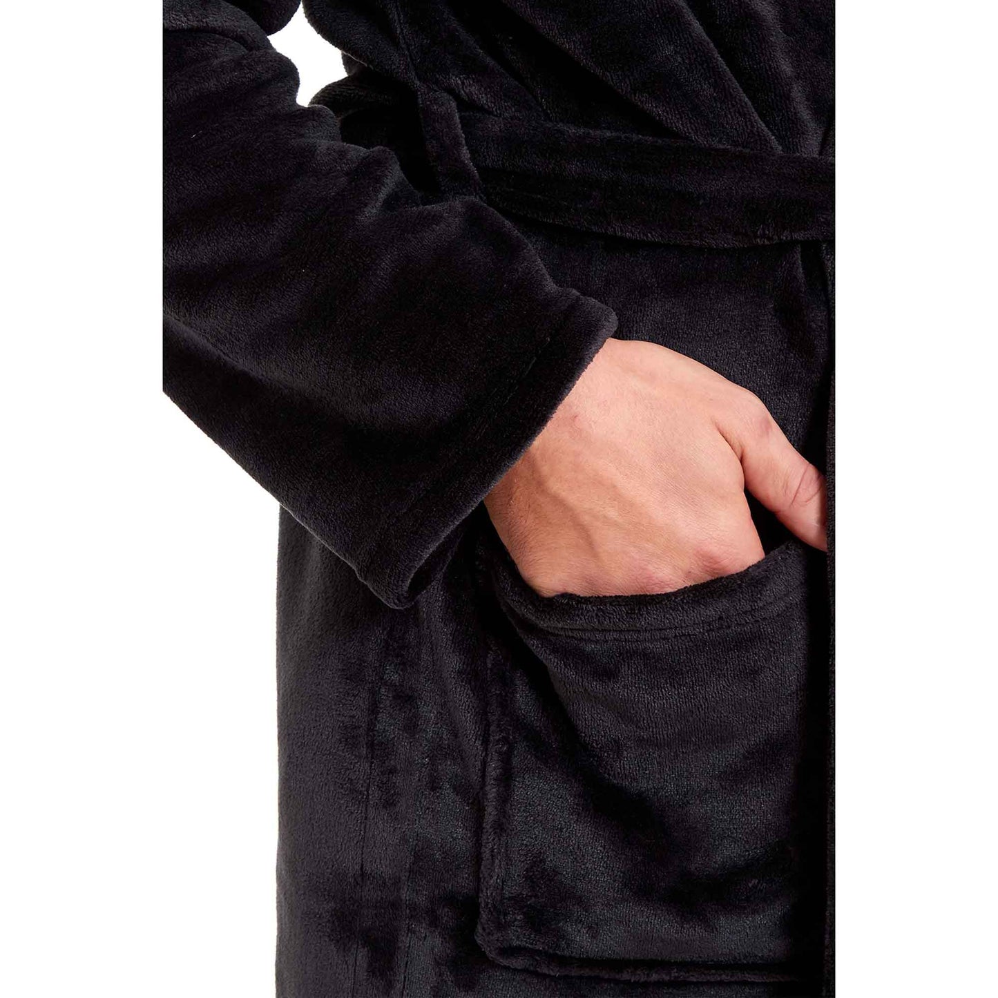 Men's Ultra-Soft Hooded Flannel Fleece Bathrobe Warm Plush Dressing Gown for Home Spa Gym Hotel by Daisy Dreamer