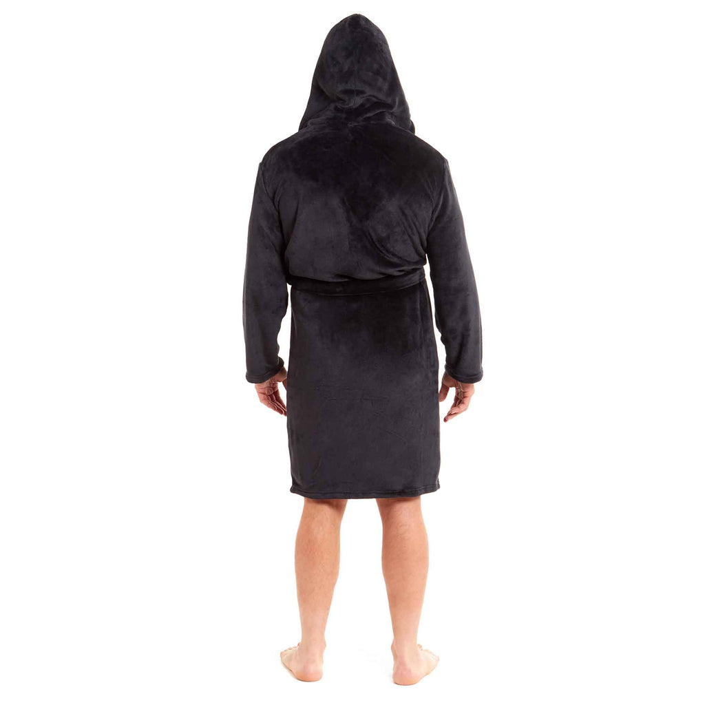 Daisy Dreamer Men's Hooded Plush Flannel Bathrobe Ultra Soft Warm Fleece Dressing Gown for Home Spa Gym Hotel Everyday Wear