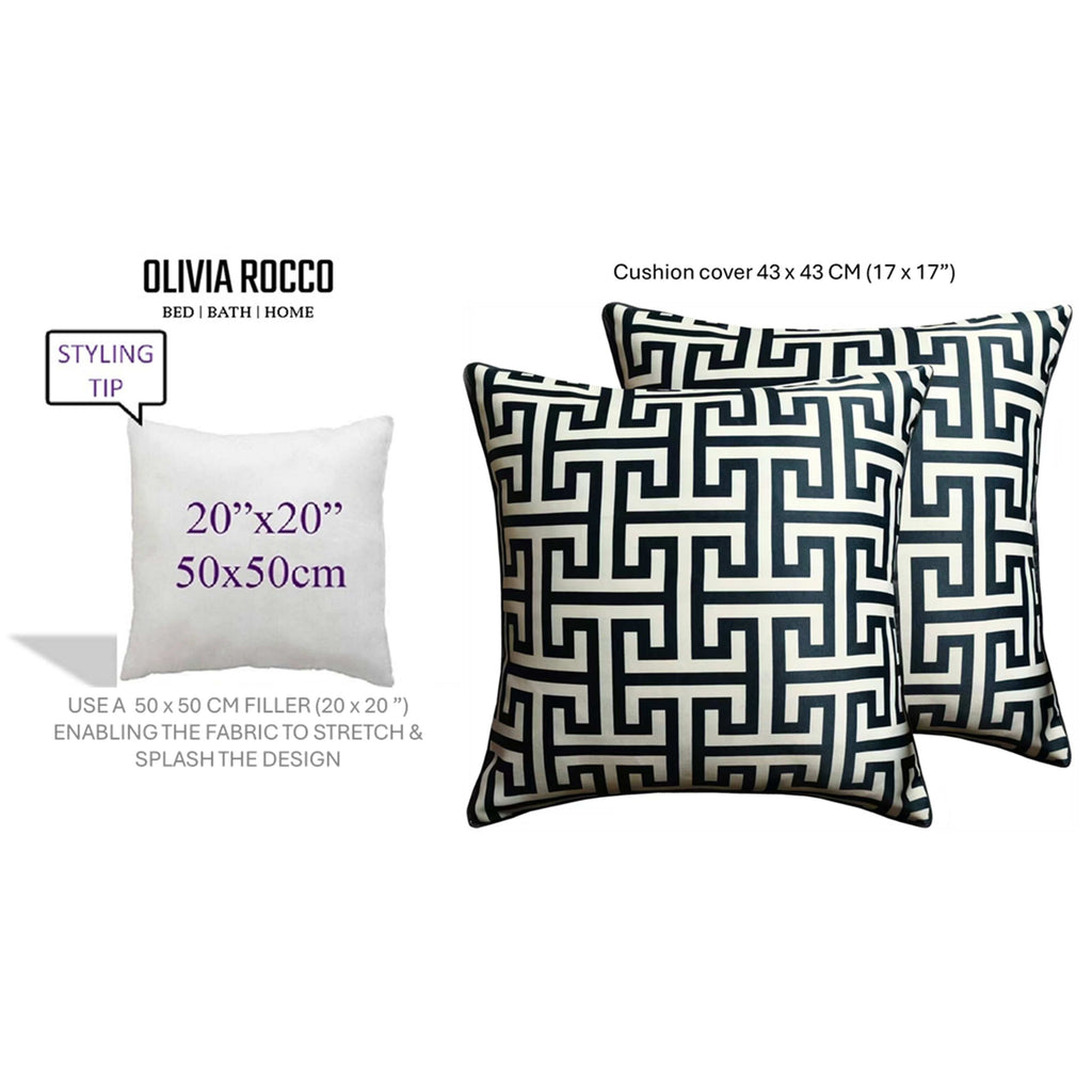 OLIVIA ROCCO Milano Black 2 Pack Scatter Cushion Covers Soft Touch with Hidden Zipper Closure for Sofa or Bed Decorative Throw Pillow Covers