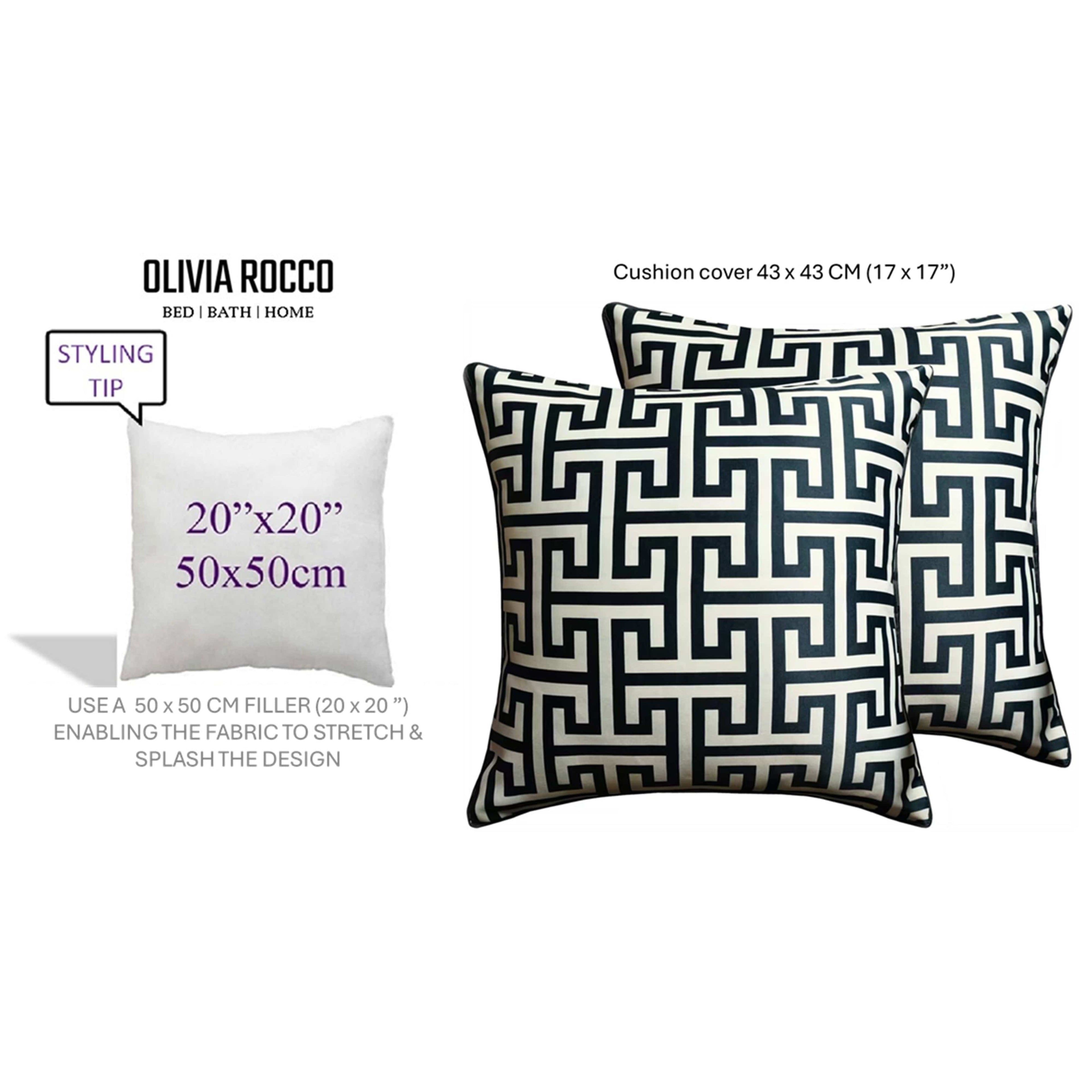 OLIVIA ROCCO Milano Black 2 Pack Scatter Cushion Covers Soft Touch with Hidden Zipper Closure for Sofa or Bed Decorative Throw Pillow Covers