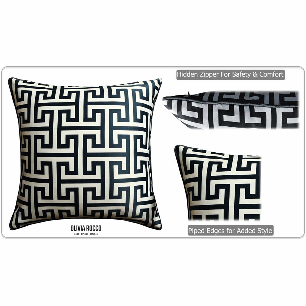 OLIVIA ROCCO Milano Black 2 Pack Scatter Cushion Covers Soft Touch with Hidden Zipper Closure for Sofa or Bed Decorative Throw Pillow Covers