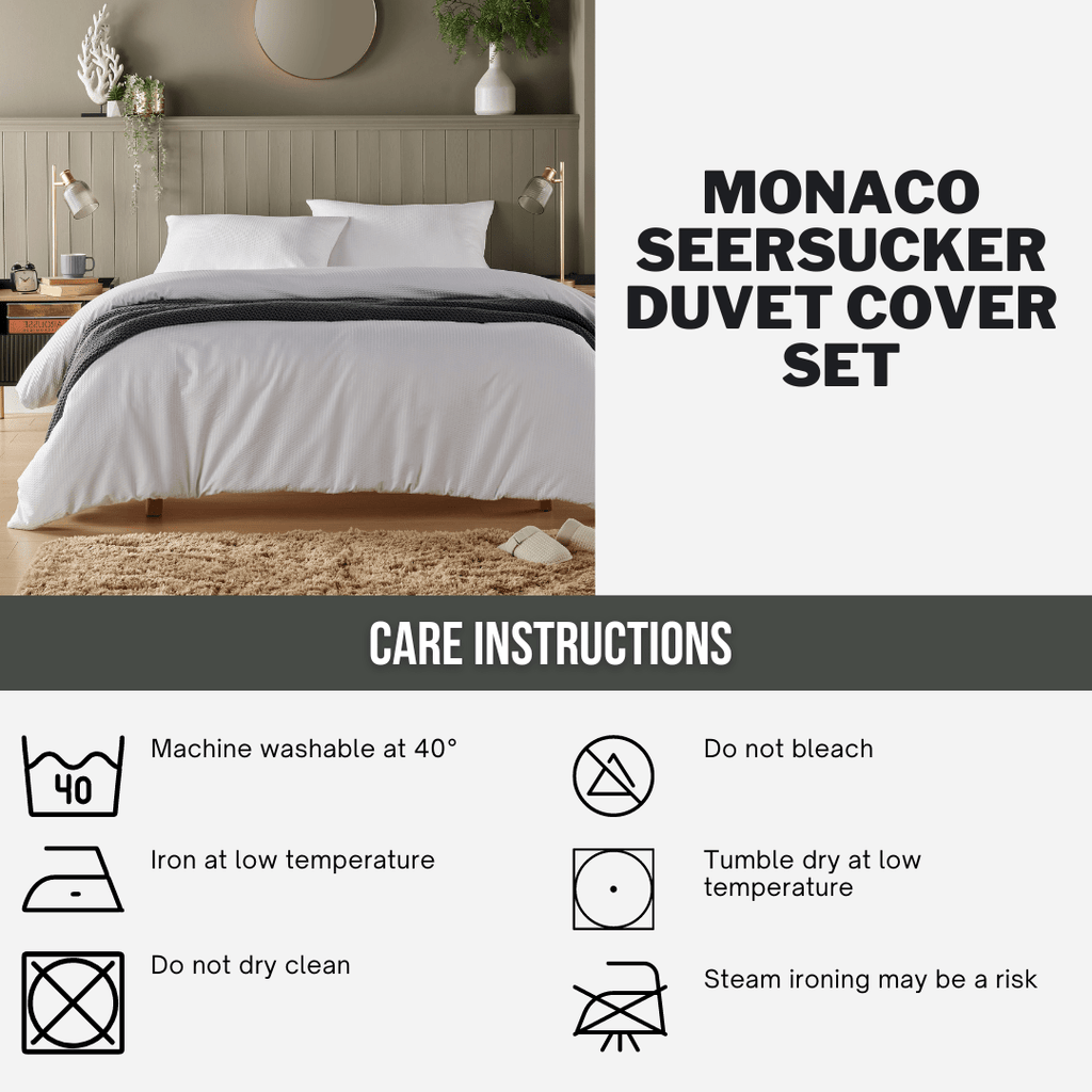 OLIVIA ROCCO Monaco Seersucker Duvet Cover Set Grey And White With Pillowcases For Single Double King Beds Breathable Easy Care Bedding