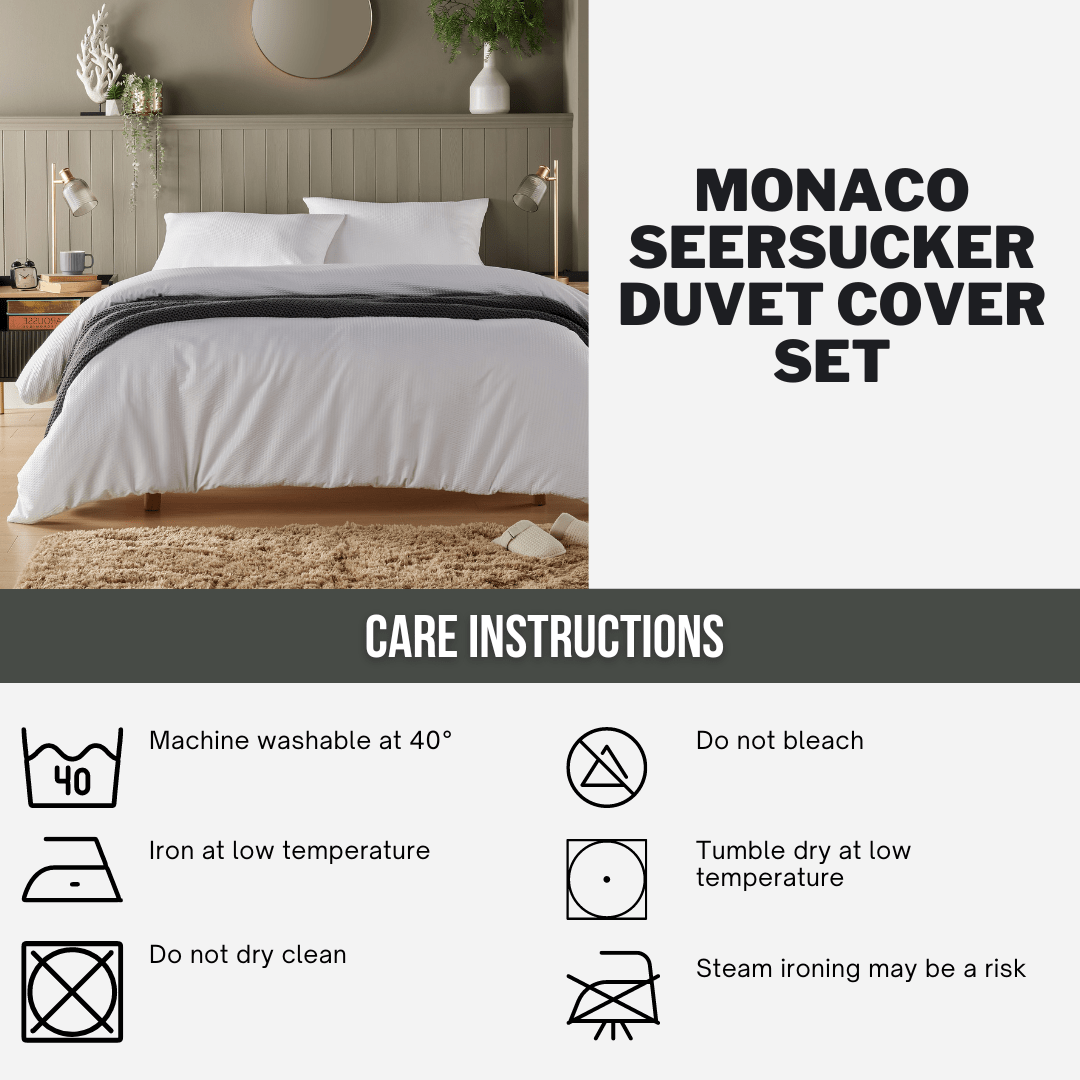 OLIVIA ROCCO Monaco Seersucker Duvet Cover Set Grey And White With Pillowcases For Single Double King Beds Breathable Easy Care Bedding
