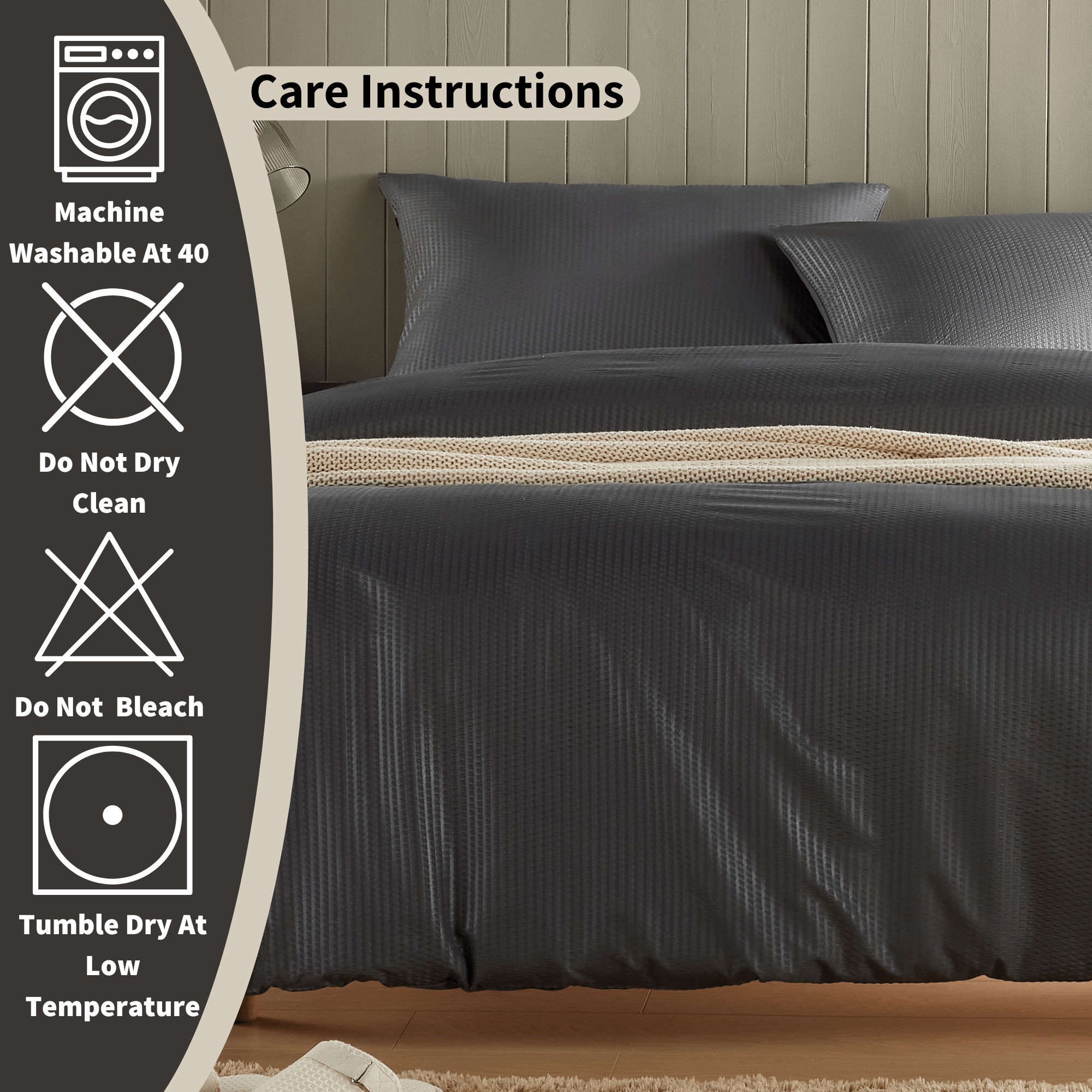 OLIVIA ROCCO Monaco Seersucker Duvet Cover Set Grey And White With Pillowcases For Single Double King Beds Breathable Easy Care Bedding