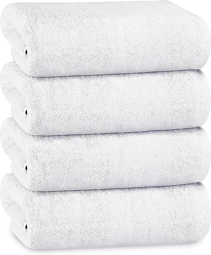 OLIVIA ROCCO Bath Sheets 500GSM Ultra Soft Super Absorbent Quick Dry Cotton White Grey Hotel Durable Bulk Pack 12 BBs Hospitals