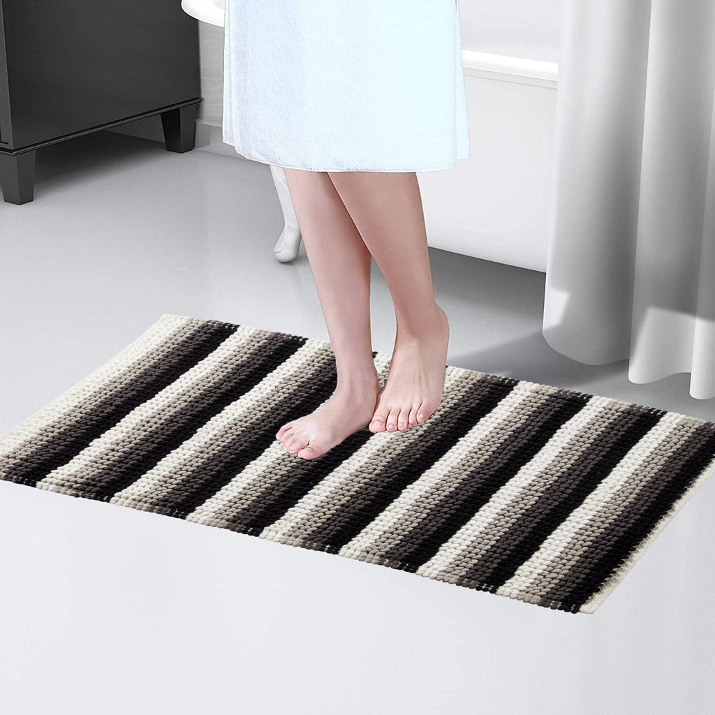 OLIVIA ROCCO Padstow Stripe Bathmat 50 x 80 cm Quick-Drying Anti-Slip Absorbent Durable