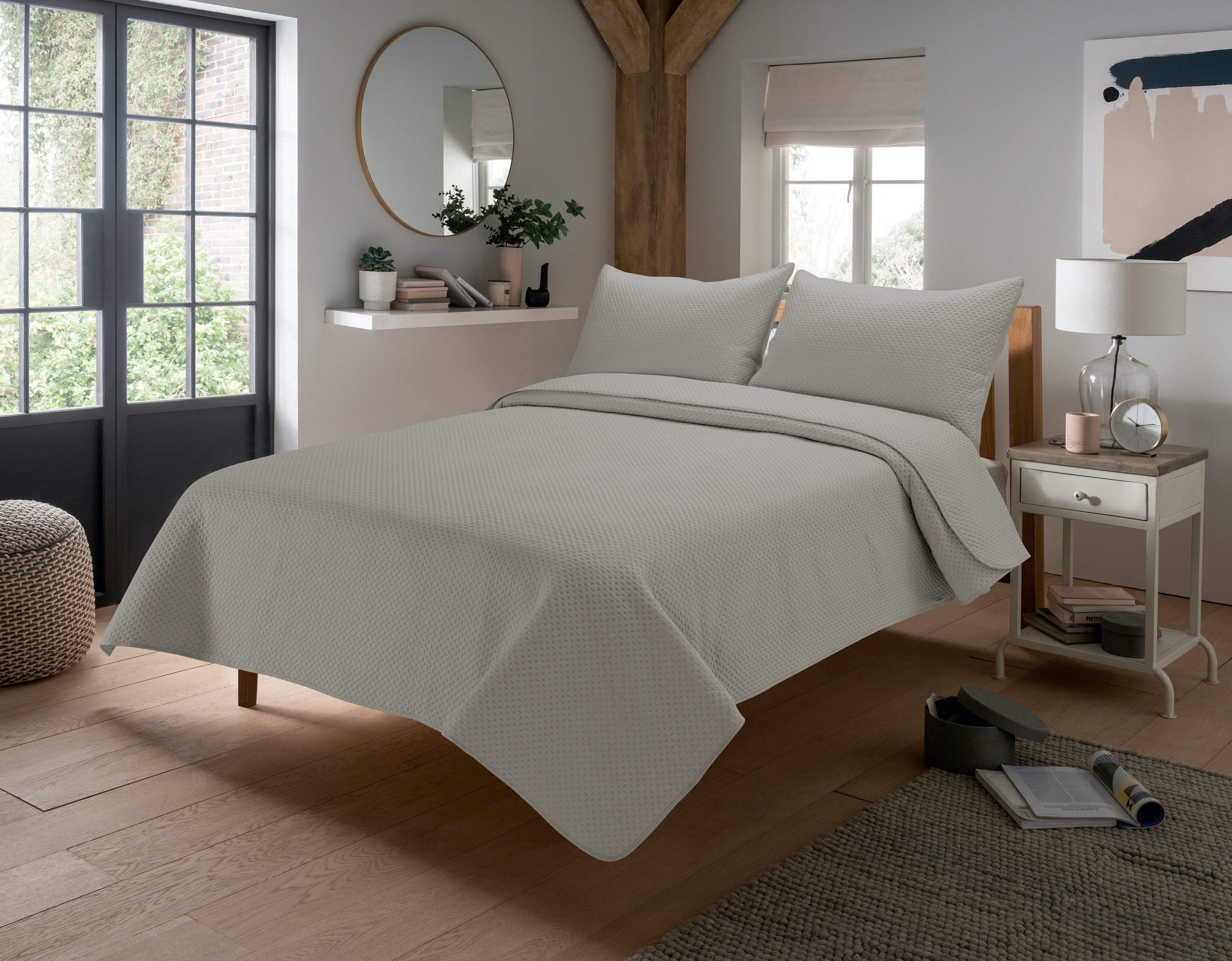 OLIVIA ROCCO Capri Embossed Luxury Bedspread Set With Quilted Throw And Duvet Matching
