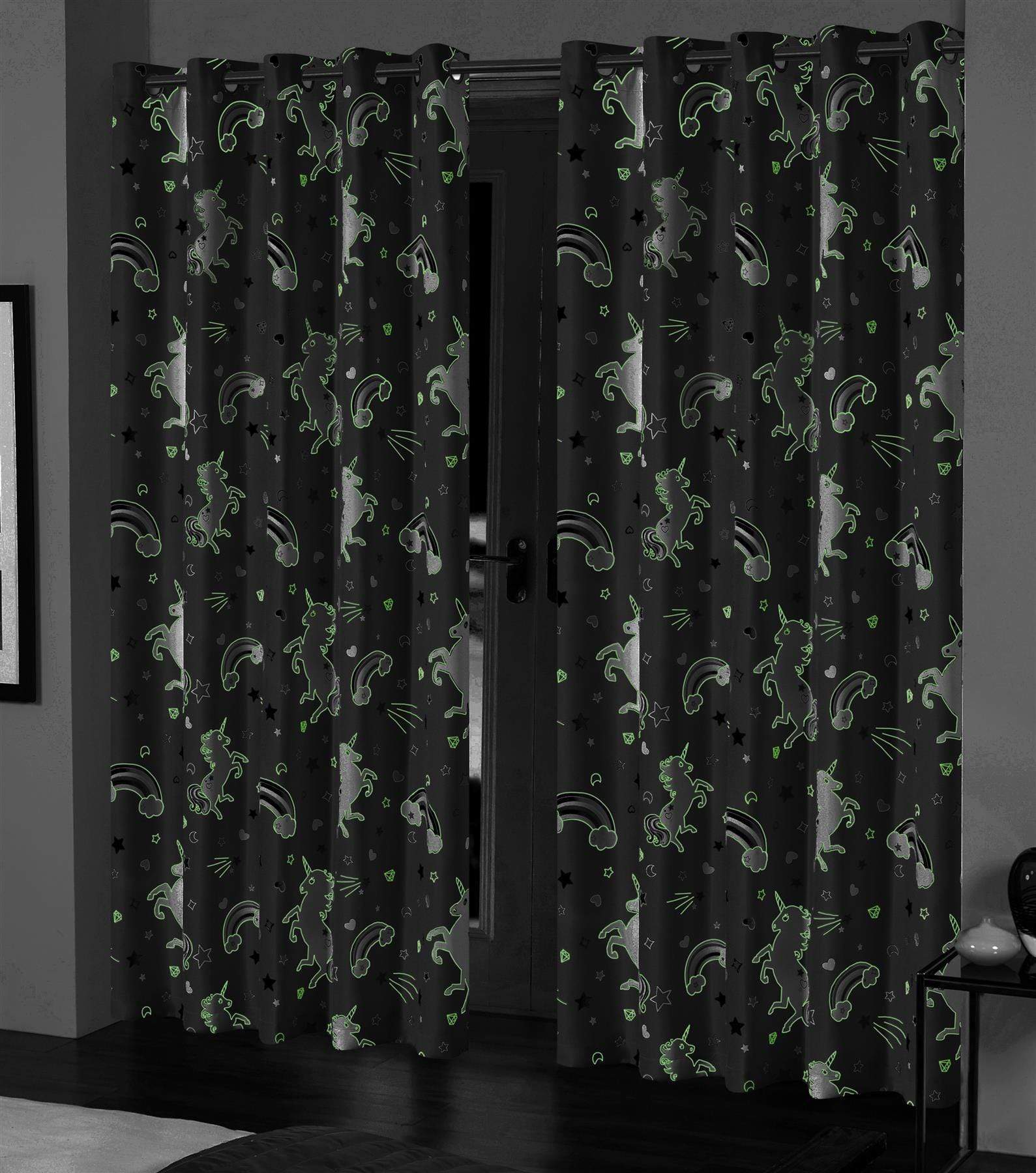 OLIVIA ROCCO Glow In The Dark Blackout Curtains With Thermal Panels Eyelet Pencil Pleat