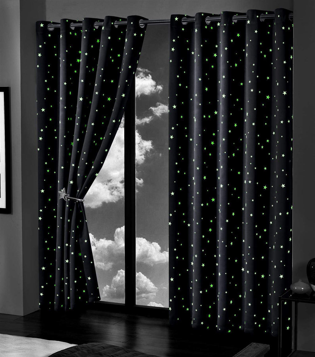 OLIVIA ROCCO Glow In The Dark Blackout Curtains With Thermal Panels Eyelet Pencil Pleat