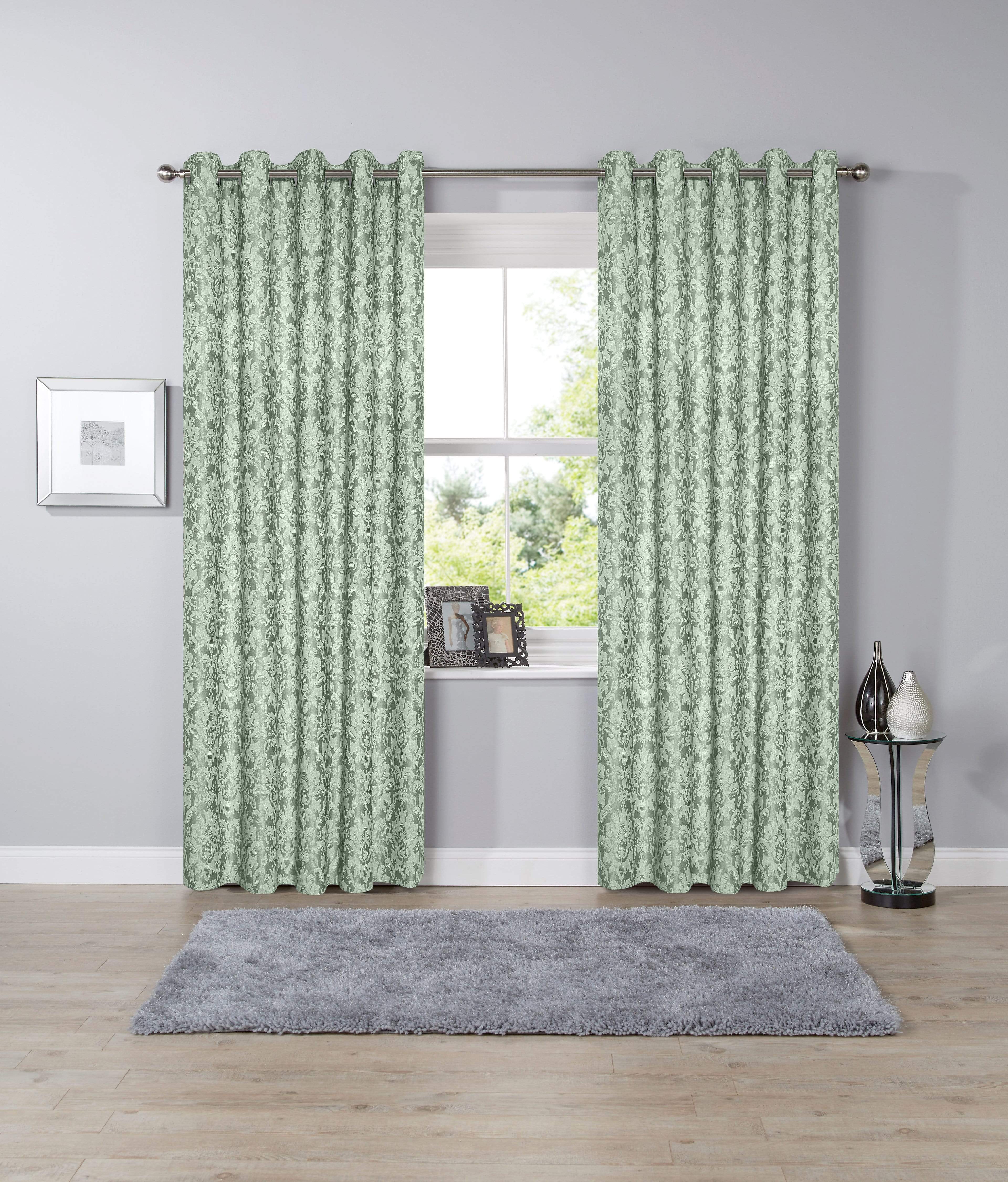 OLIVIA ROCCO Savoy Hand Woven Jacquard Curtains Cotton Blend Eyelet Ring Top OEKO-TEX