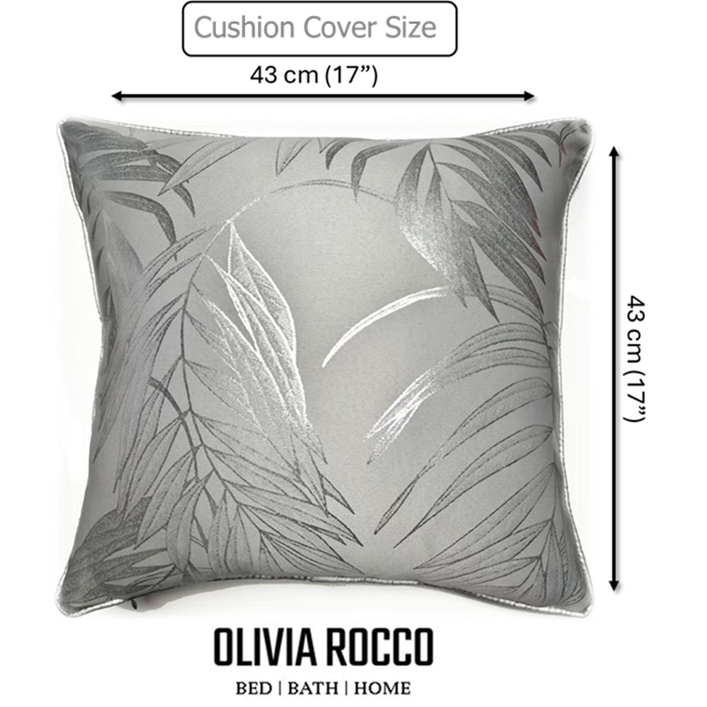 OLIVIA ROCCO Leaf Sparkle 2 Pack Cushion Covers Leaf Silver Modern Decorative Throw
