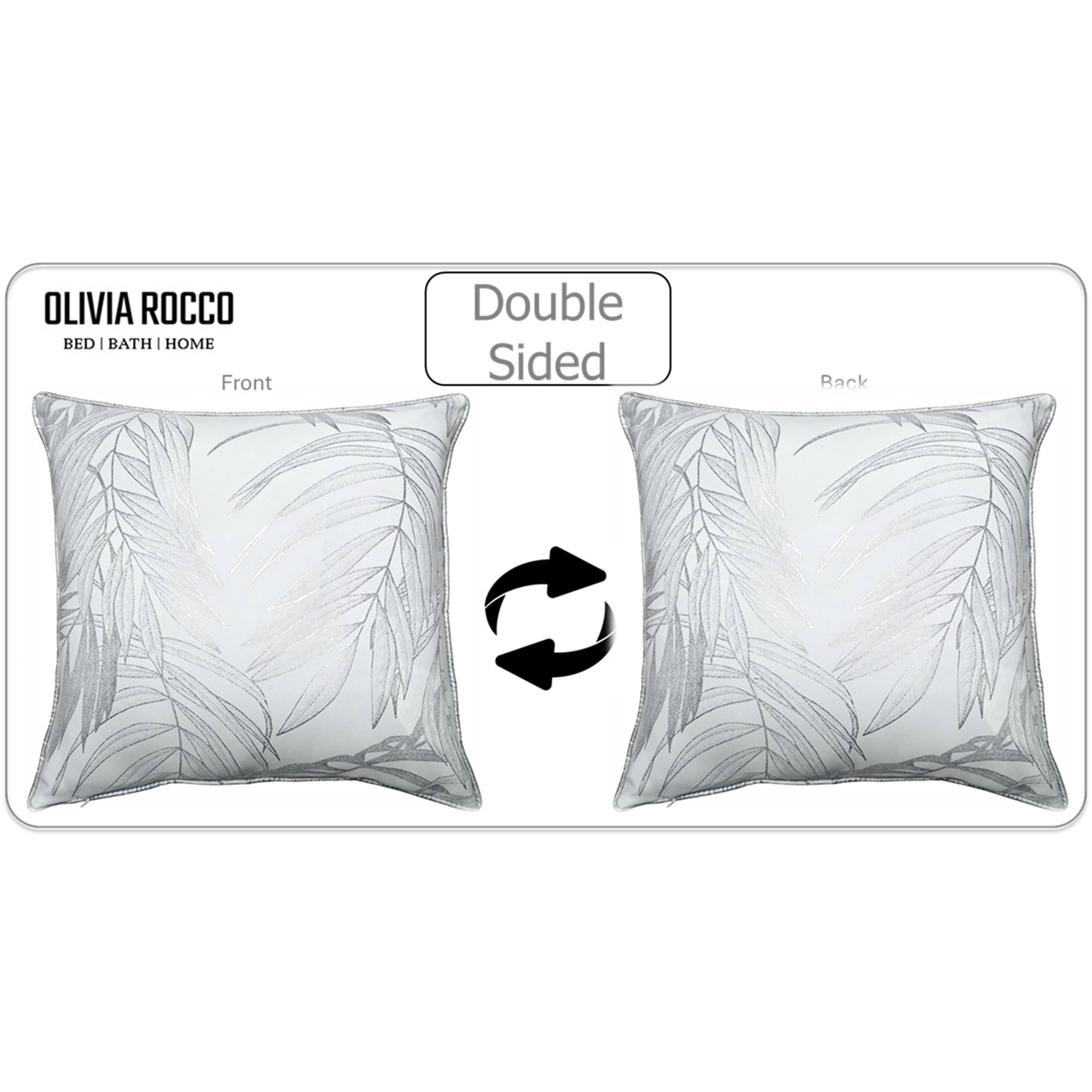 OLIVIA ROCCO Leaf Sparkle Set Of 2 Cushion Covers Leaf White Modern Decorative Throw