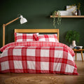 OLIVIA ROCCO Alba Red Super Soft Flannel Duvet Cover Set With Pillowcases Warm Cosy