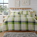 OLIVIA ROCCO Orkney Check Fleece Duvet Set Grey Green Easy Care Wrinkle Resistant