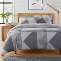 OLIVIA ROCCO Jasper Grey Printed Reversible Quilted Duvet Cover Set With Button Closure