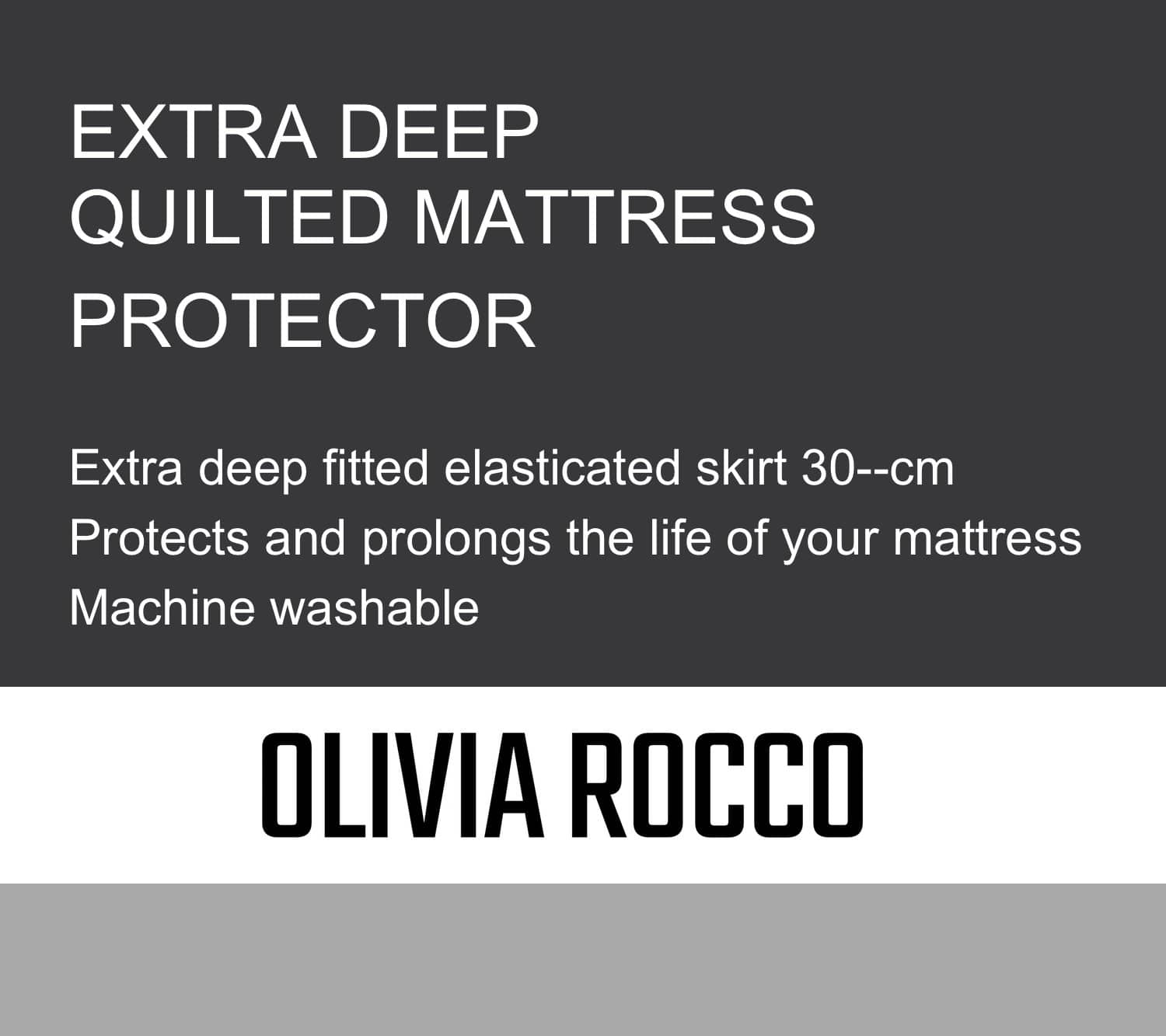 OLIVIA ROCCO Quilted Extra Deep Mattress Protector Microfibre Top Waterproof Reverse