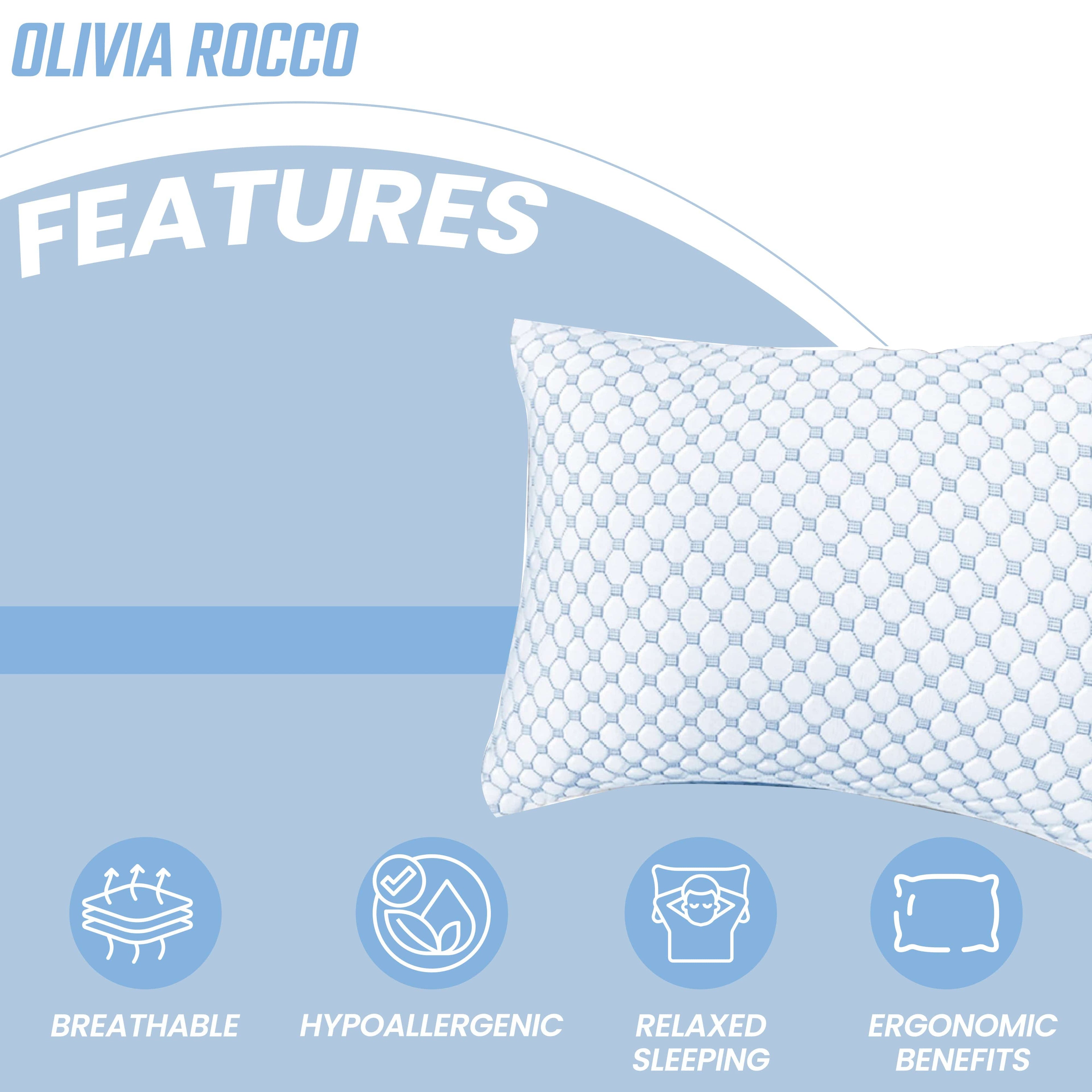 OLIVIA ROCCO Ice Cool Hypoallergenic Cooling Memory Foam Pillow for Cold Night Comfort