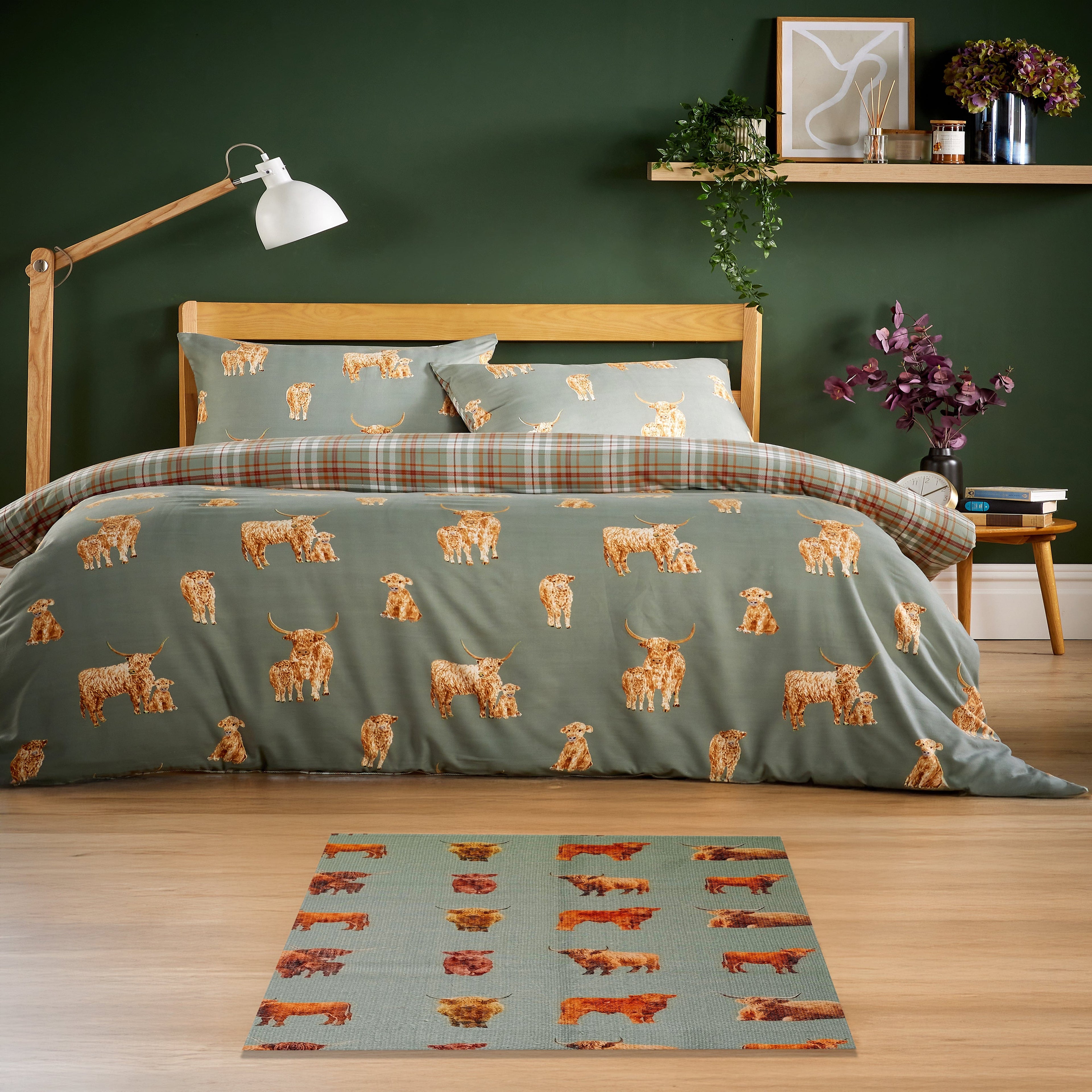 OLIVIA ROCCO Highland Cow Animal Print Non Slip Soft Durable Rug For Living Room Bedroom