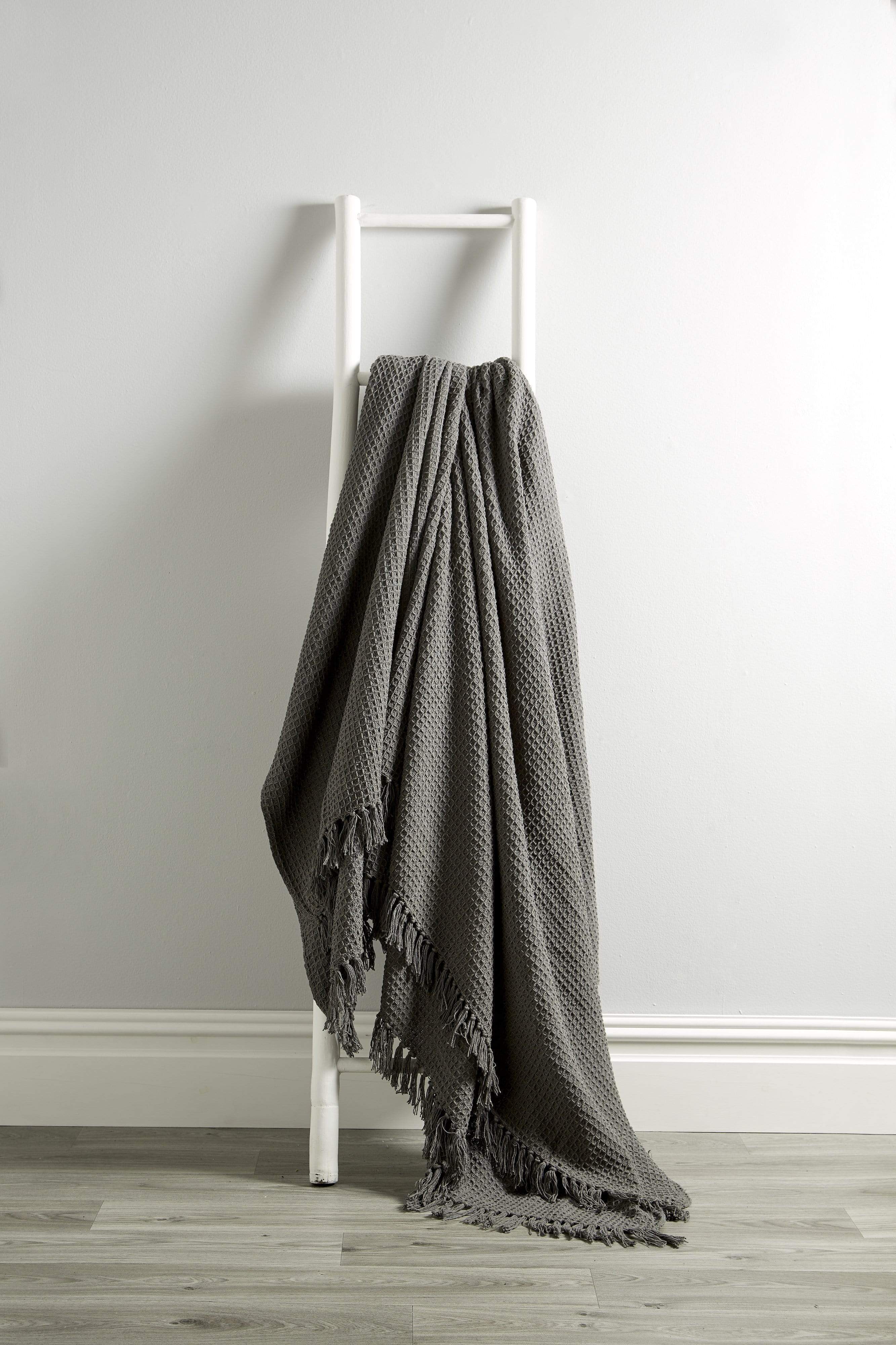 OLIVIA ROCCO Lisbon Pure Indian Cotton Handwoven Honeycomb Throw Blanket Lightweight