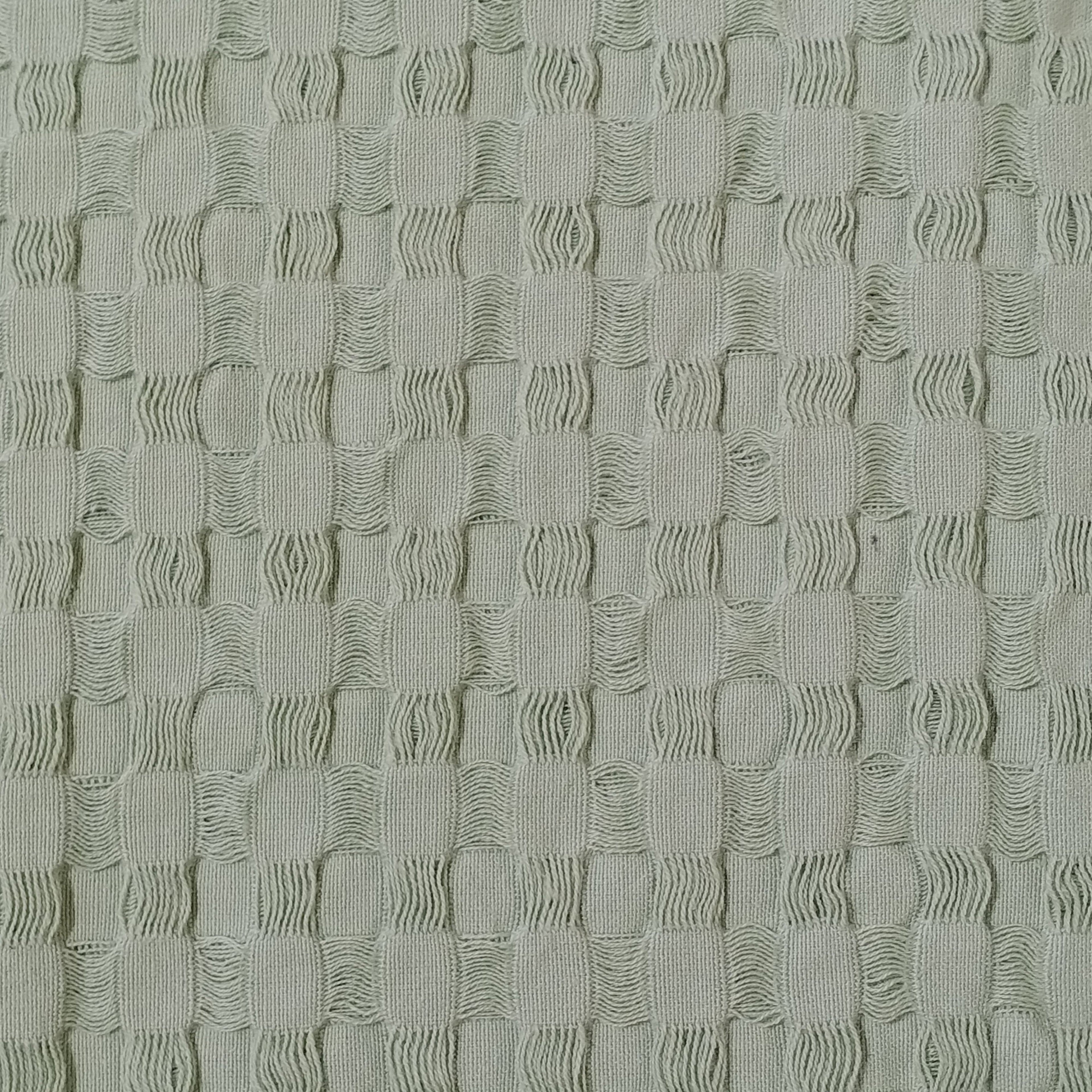 OLIVIA ROCCO Florian Checked Throw Blanket Sage Green 100% Cotton Bedspread For Sofas