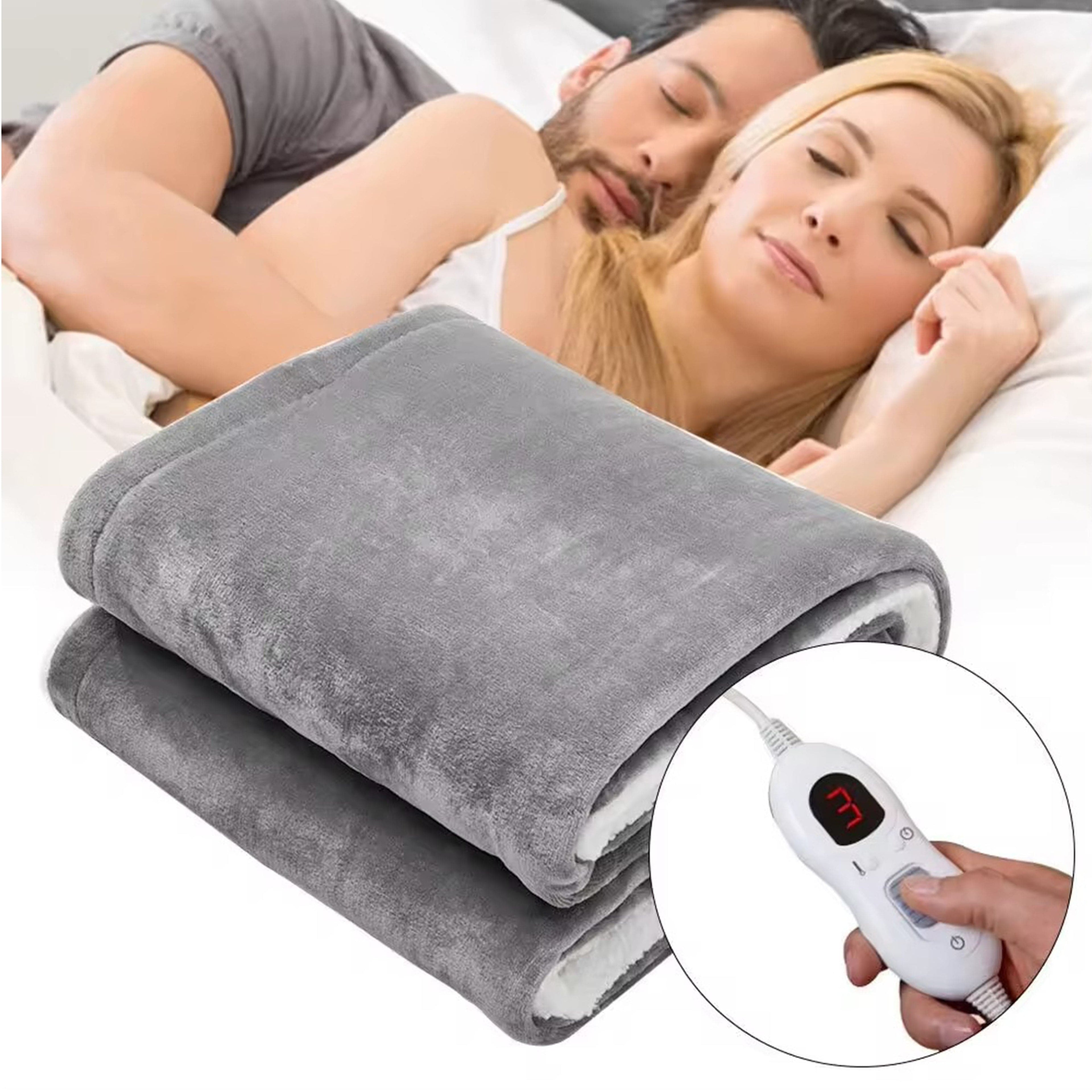 OLIVIA ROCCO Double Layer Electric Heated Throw Blanket Grey With Adjustable Heat