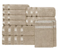 OLIVIA ROCCO Belmont Viscose Stripe Beige Towels 100% Cotton Hotel Quality Bath Towels
