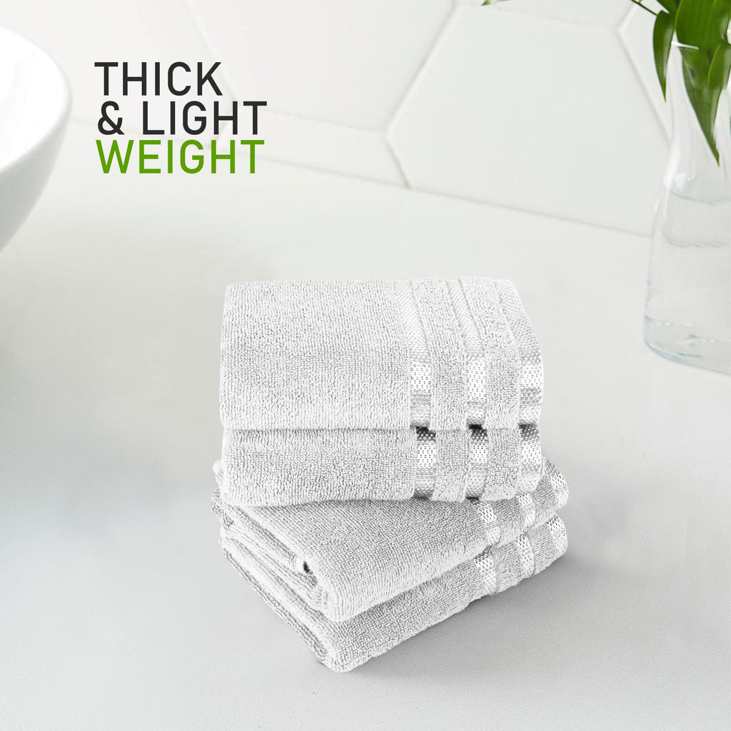 OLIVIA ROCCO Belmont Viscose Stripe White Towels 100% Cotton Hotel Quality Bath Towels