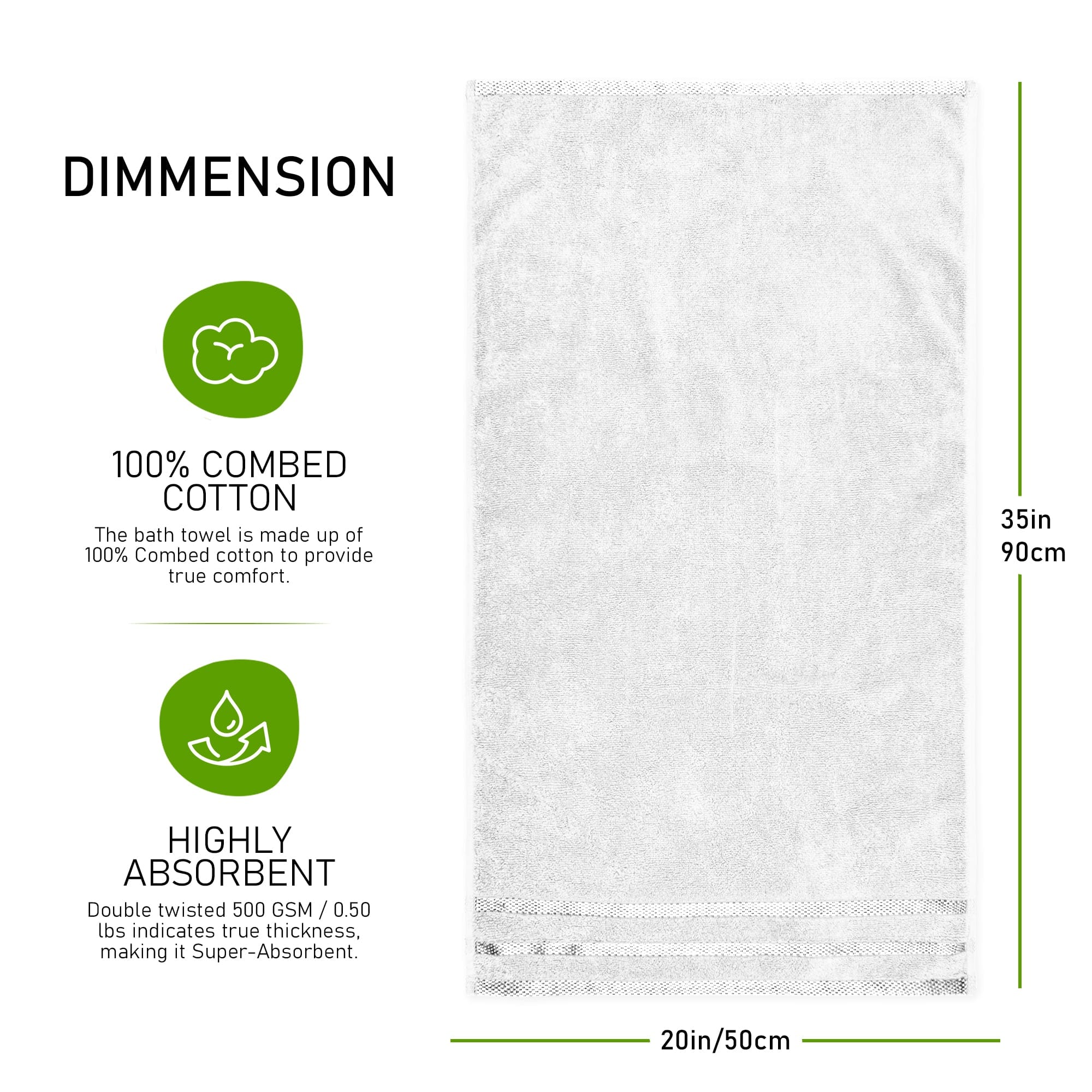 OLIVIA ROCCO Belmont Viscose Stripe White Towels 100% Cotton Hotel Quality Bath Towels