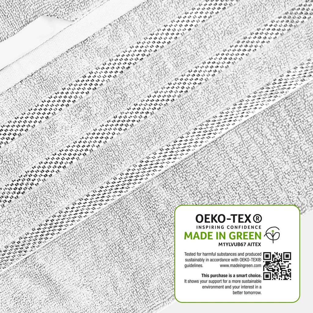 OLIVIA ROCCO Belmont Viscose Stripe White Towels 100% Cotton Hotel Quality Bath Towels