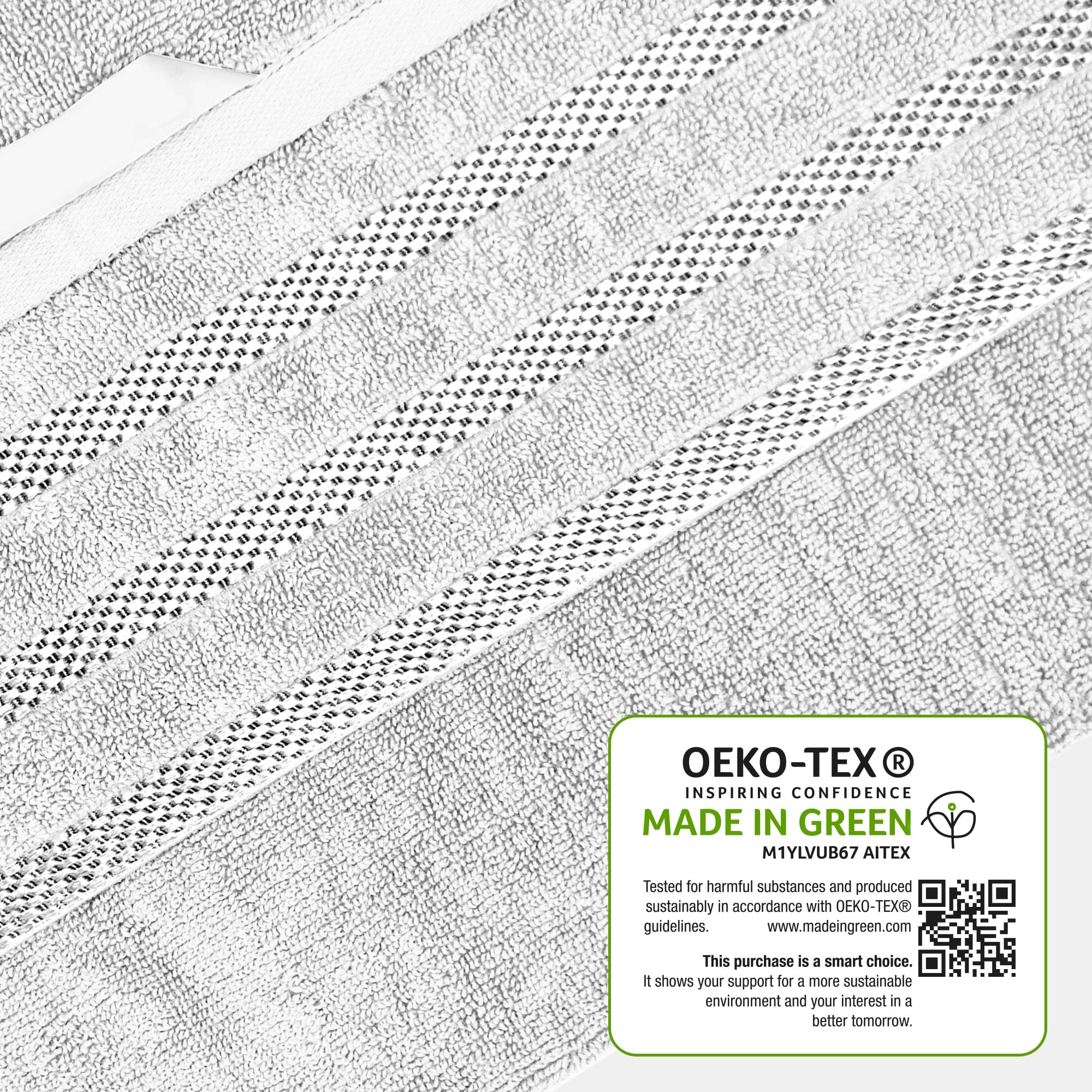 OLIVIA ROCCO Belmont Viscose Stripe White Towels 100% Cotton Hotel Quality Bath Towels