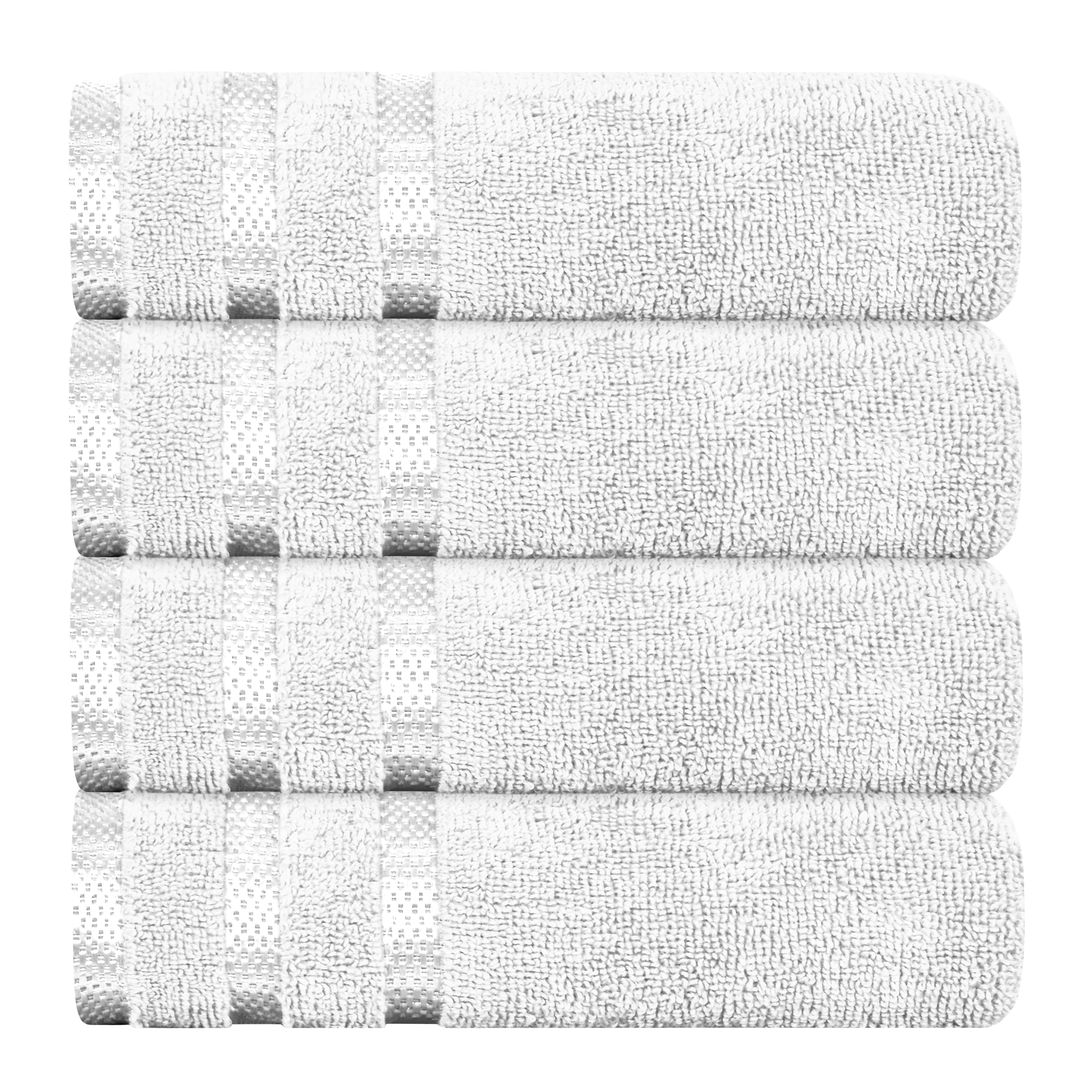 OLIVIA ROCCO Belmont Viscose Stripe White Towels 100% Cotton Hotel Quality Bath Towels