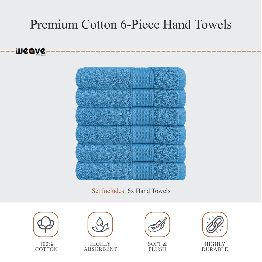OLIVIA ROCCO Rhodes Towel Aqua 100% Cotton Hotel Quality Soft Super Absorbent Hand Towels