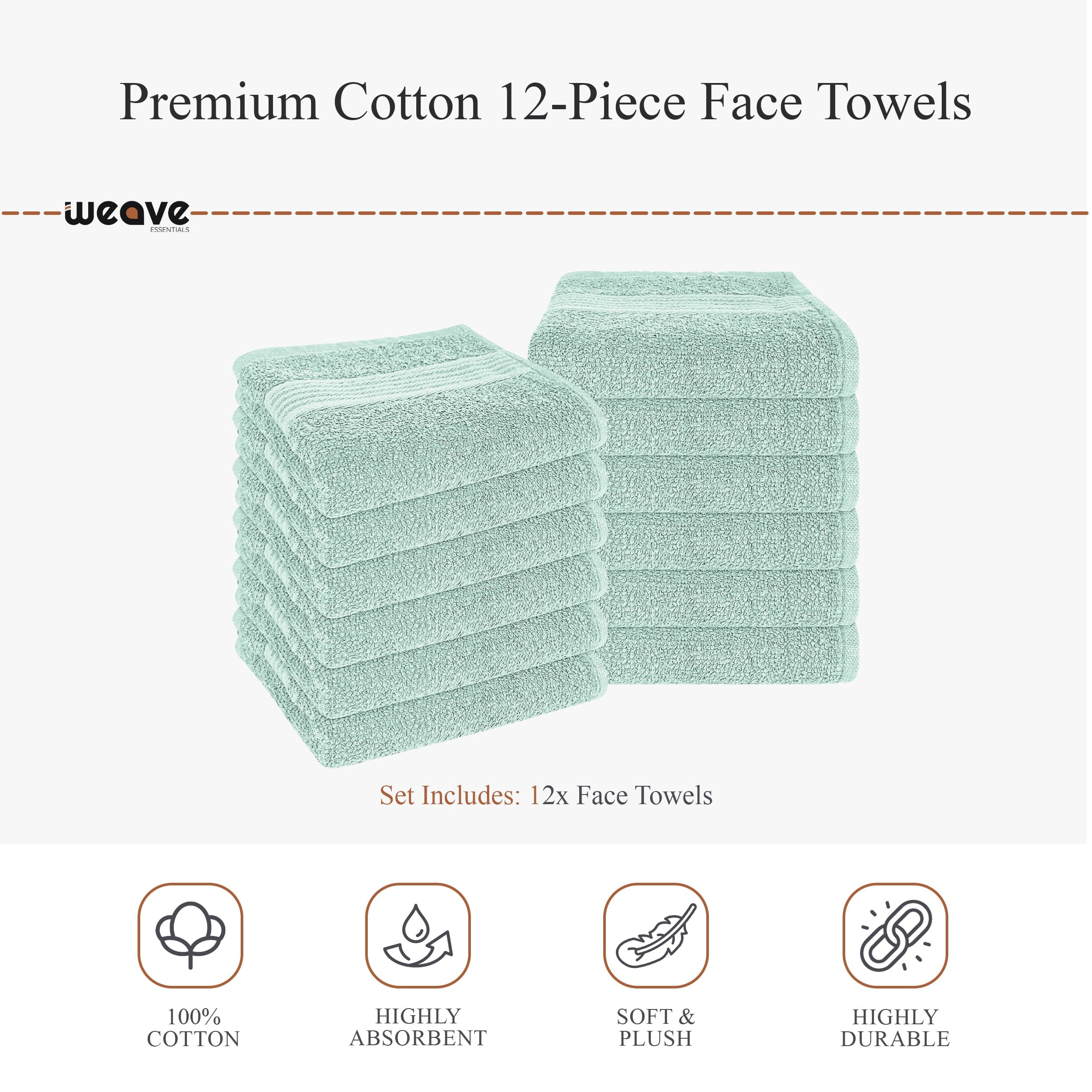 OLIVIA ROCCO Rhodes Towel Seafoam 100% Cotton Hotel Quality Soft Super Absorbent Hand