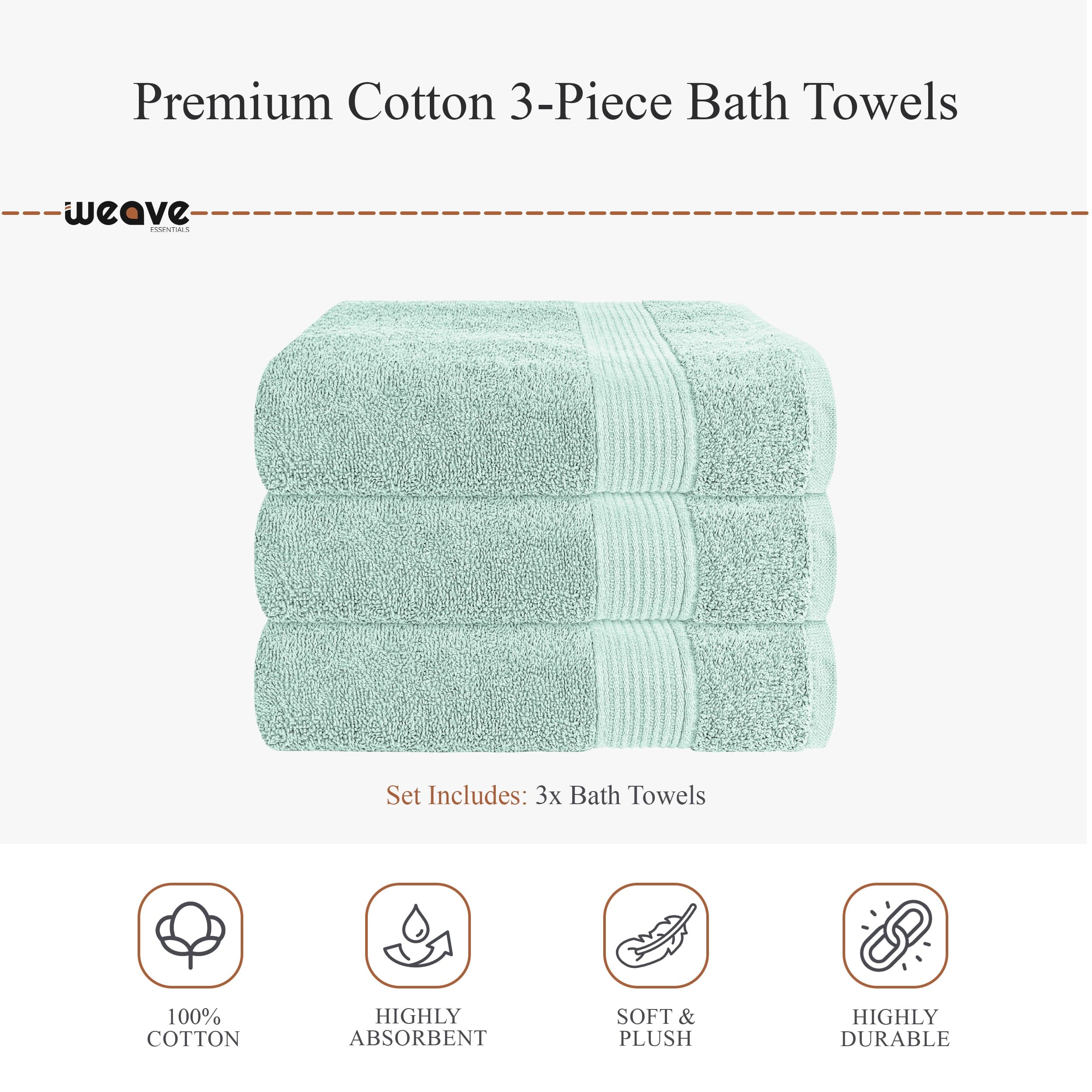 OLIVIA ROCCO Rhodes Towel Seafoam 100% Cotton Hotel Quality Soft Super Absorbent Hand