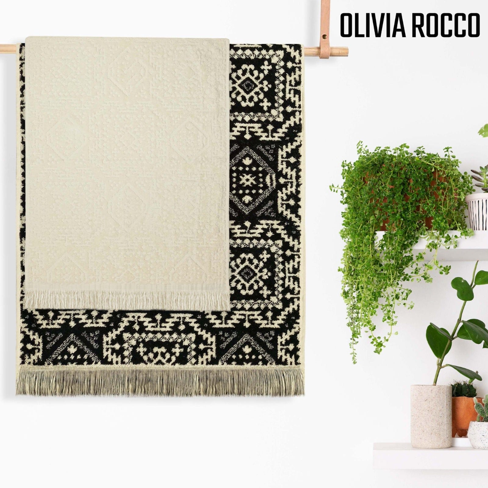 OLIVIA ROCCO 4 Piece Moroccan Towel Set 100% Cotton 500GSM High Absorbency Bath Towels
