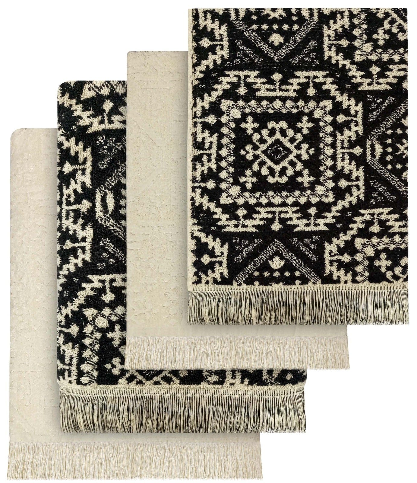 OLIVIA ROCCO 4 Piece Moroccan Towel Set 100% Cotton 500GSM High Absorbency Bath Towels