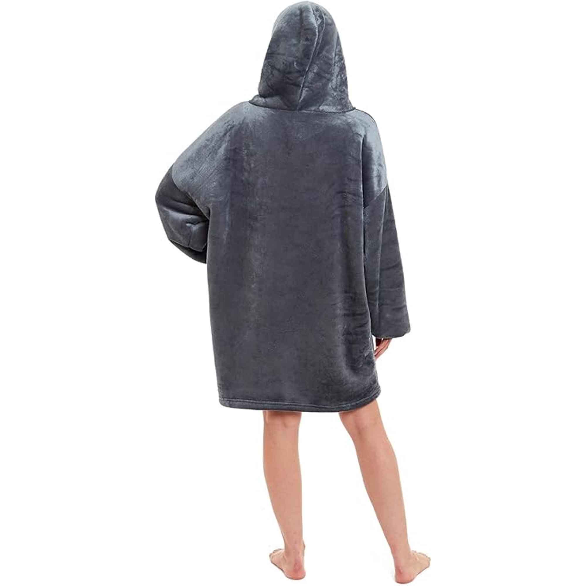 Daisy Dreamer Oversized Hooded Blanket Sweatshirt Plush Sherpa Grey Pink Giant Hoodie With Pocket And Elastic Cuffs For Adults And Kids