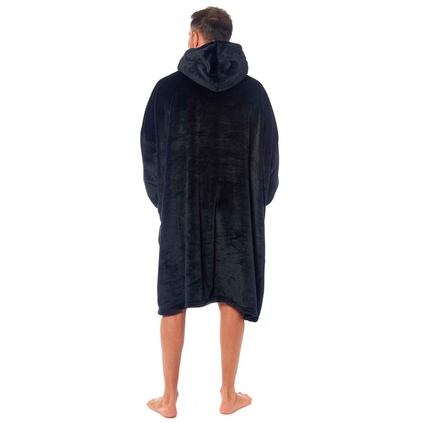 Oversized Men's Hooded Blanket Sweatshirt with Sherpa Lining Plush Wearable Hoodie for Lounging Camping One Size Fits All by Daisy Dreamer