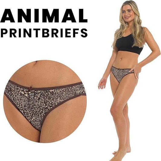 Pack of 10 Women's Animal Print Briefs Zebra Leopard Low Rise Knickers Cotton Underwear Set Daisy Dreamer