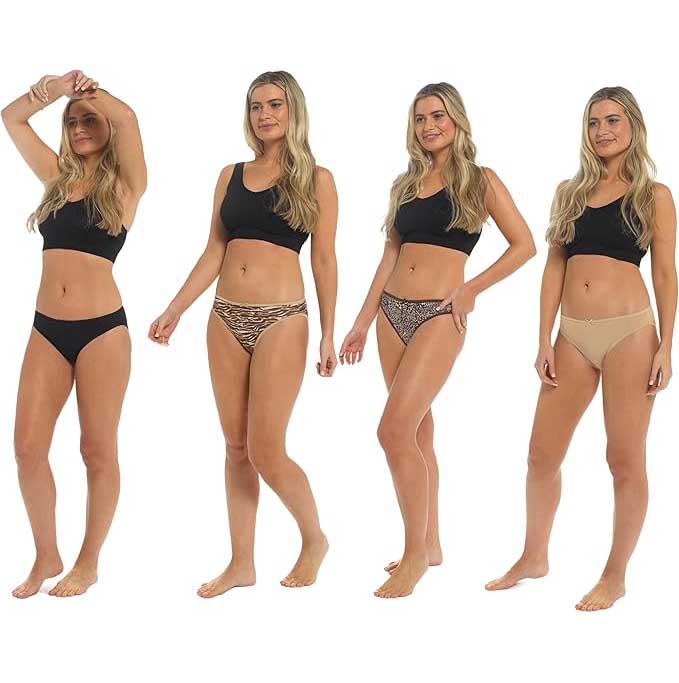 Pack of 10 Women's Animal Print Briefs Zebra Leopard Low Rise Knickers Cotton Underwear Set Daisy Dreamer