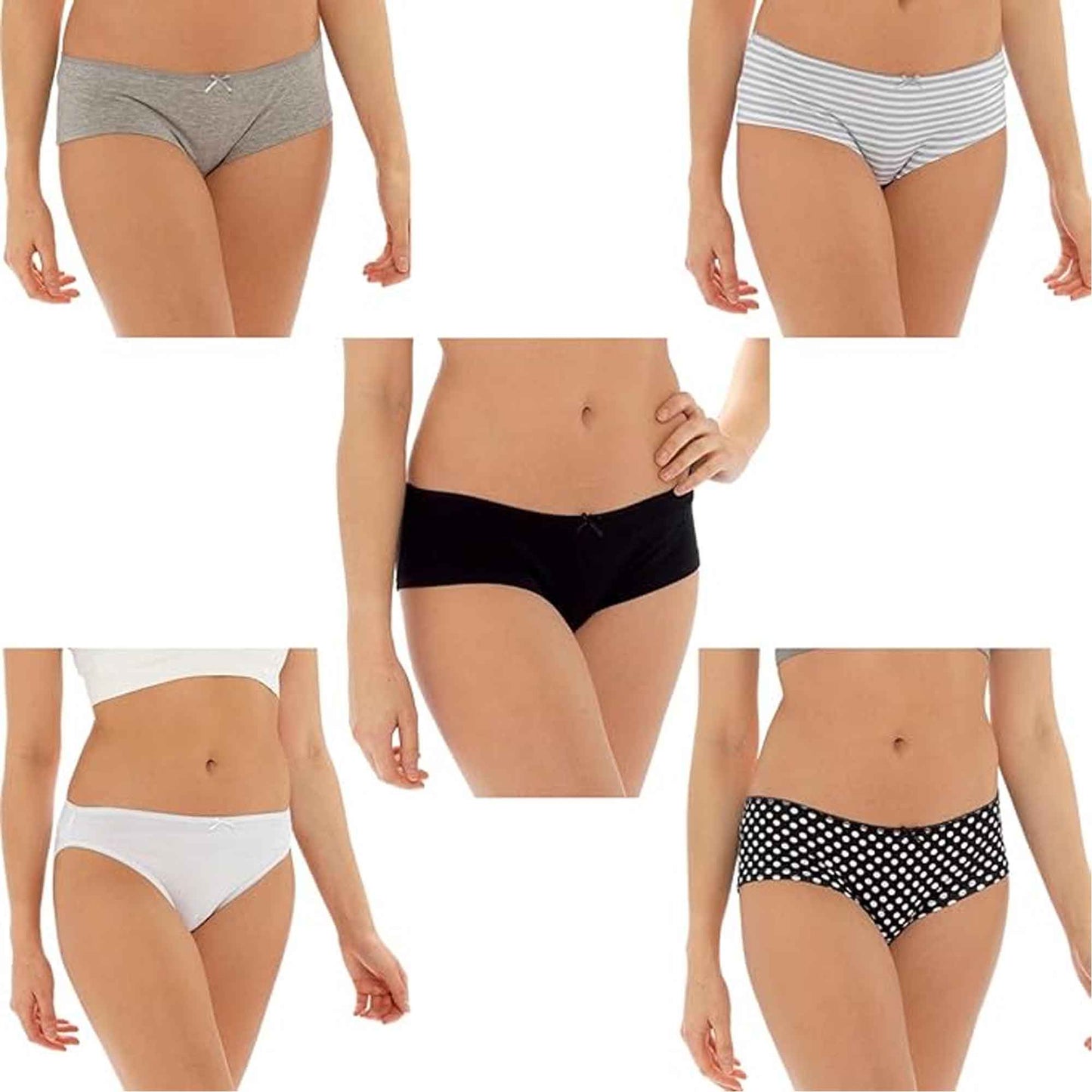 Pack of 10 Womens Cotton Briefs Comfortable Underwear Shorts with Stretch Waistband Assorted Styles Breathable Cotton Blend UK Sizes 12-18 by Daisy Dreamer