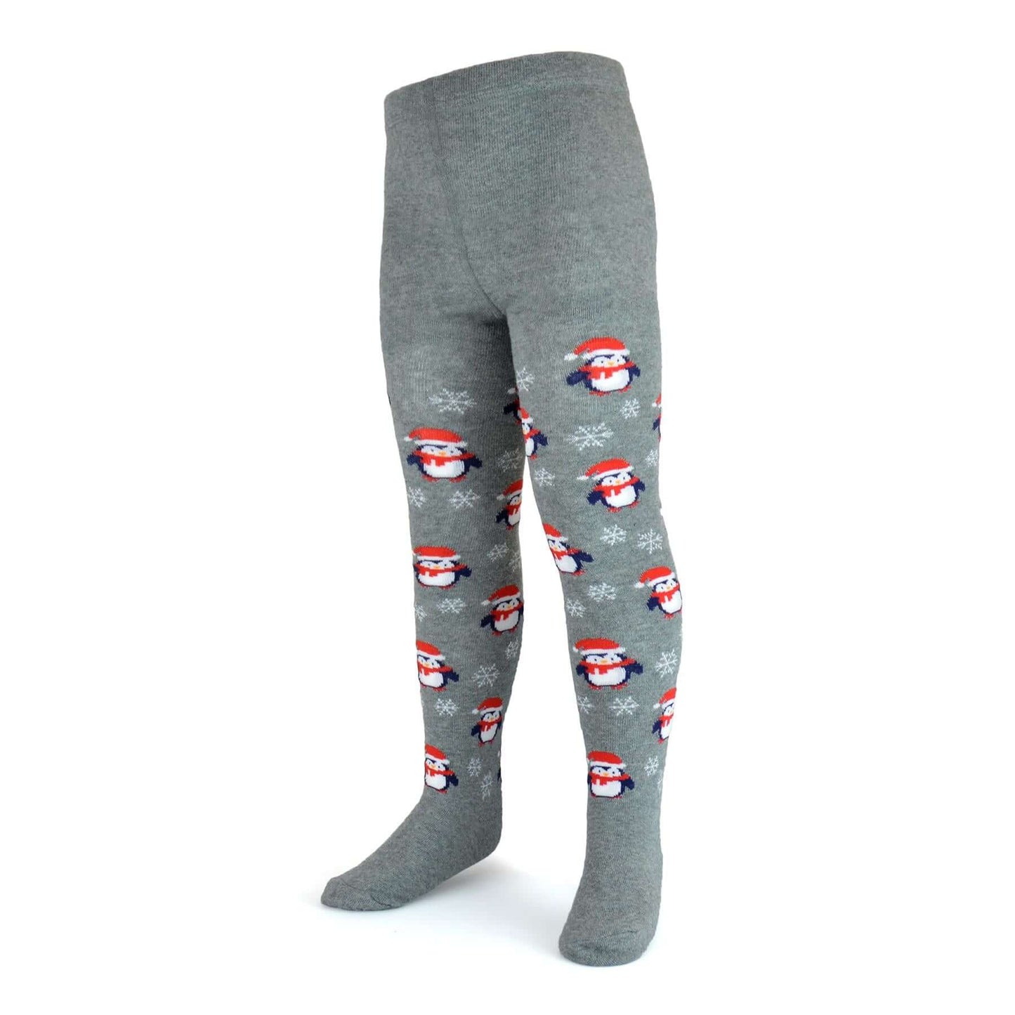 Pack of 2 Girls Christmas Tights Reindeer and Penguin Festive Cotton Rich Kids Leggings Comfortable Durable Winter Holiday Tights Sock Stack