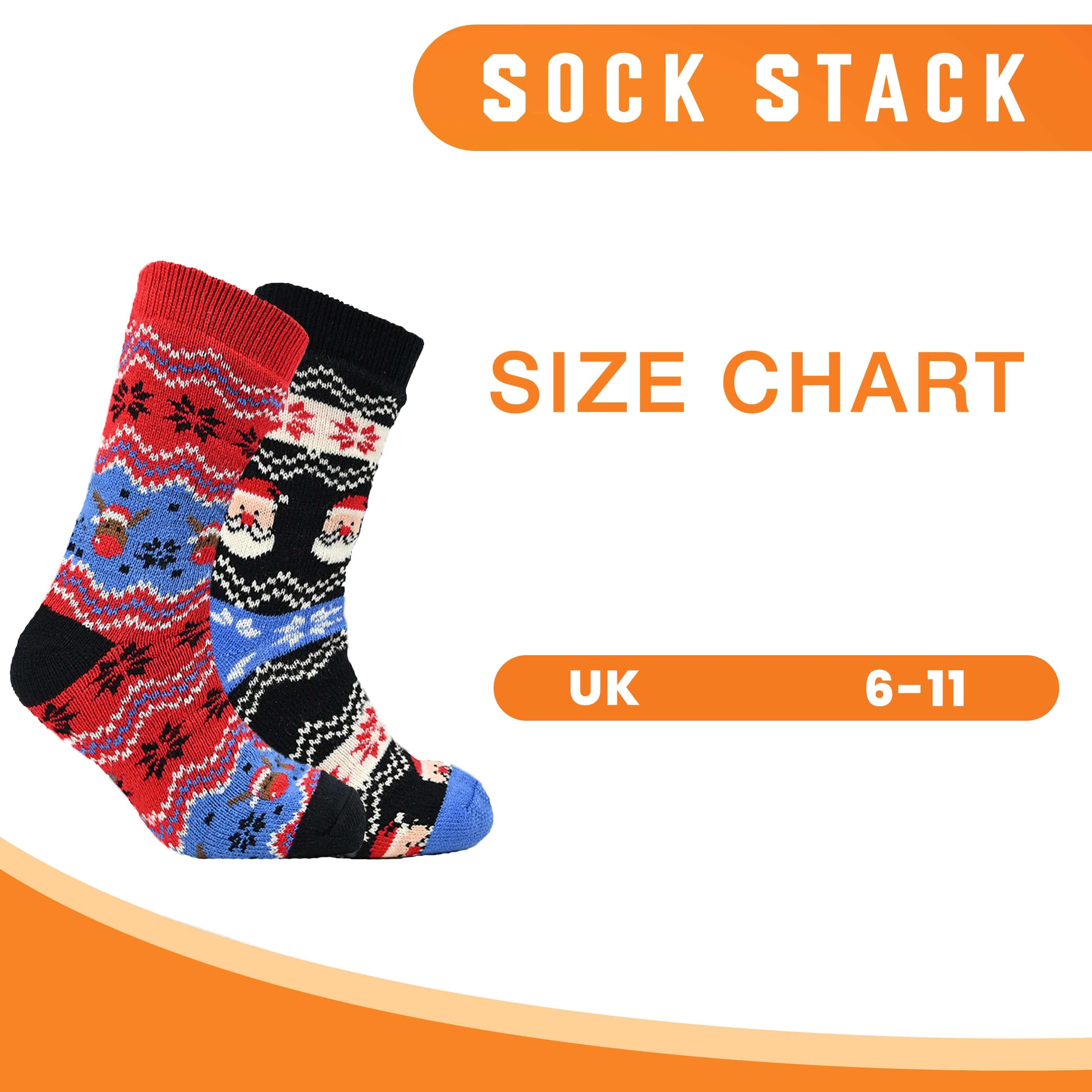 Sock Stack Pack Of 2 Men's Festive Chunky Knit Slipper Socks With Grips Thick Warm Non Slip Indoor Bed Socks For Home Use