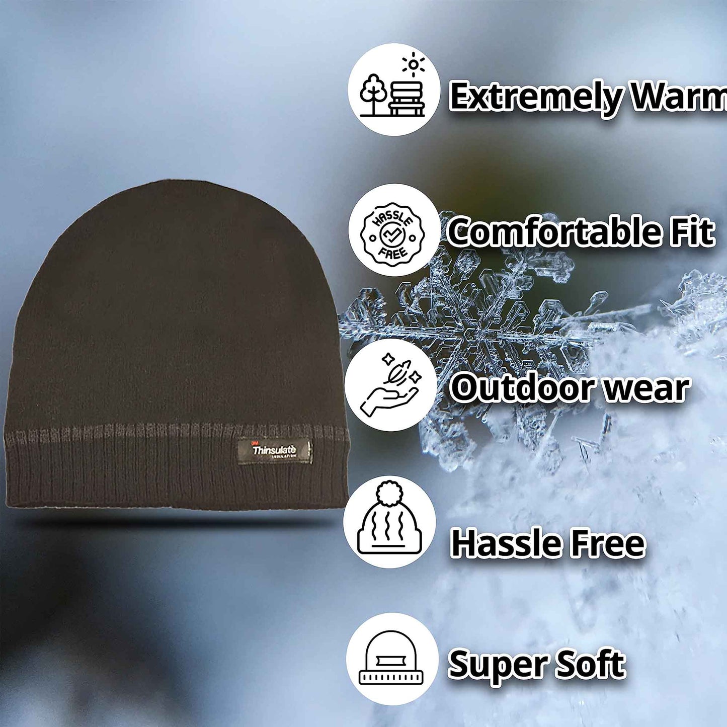 Pack of 2 Mens Stripe Fleece Beanie Hat with 3M Thinsulate Insulation Quick Drying Lightweight Winter Thermal Protection for Skiing Hiking Outdoor by Sock Stack