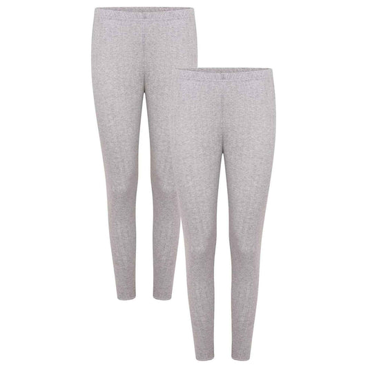 2 Pack Women's Thermal Pants Advanced Insulating Yarn Cotton Rich Ribbed Comfort Fit for Running Hiking Workwear in White Grey Black by Daisy Dreamer