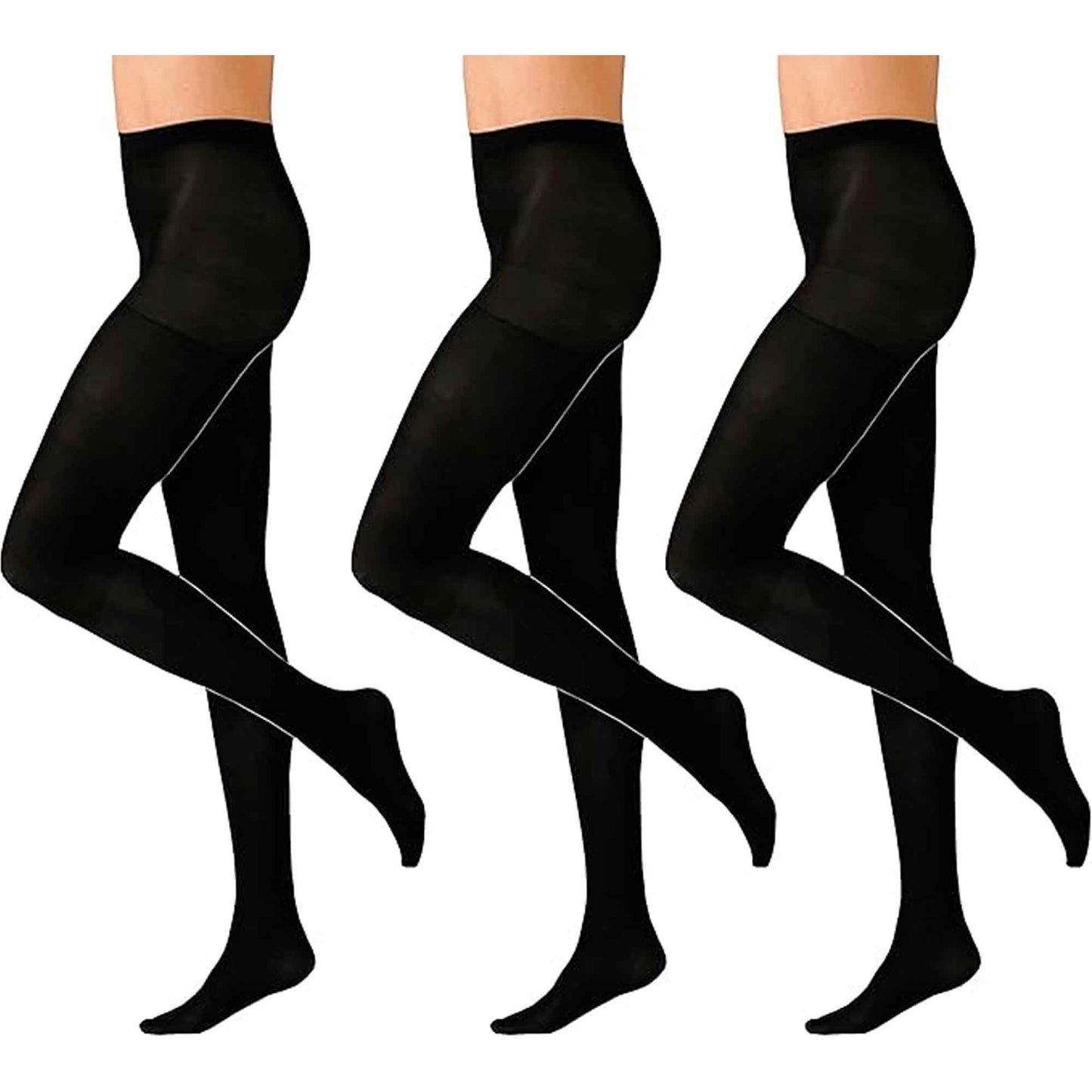 Pack of 3 Women's Black Thermal Tights 140 Denier Soft Cozy Winter Warmth Comfortable Fit Multiple Sizes Ideal for Cold Weather Fashion by Heatwave Thermalwear